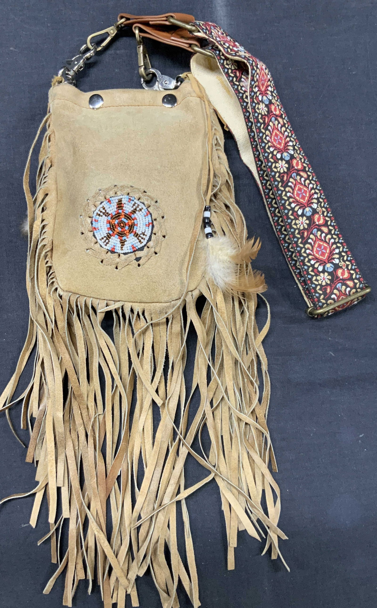 Leather & Embroidered Mid Western Shoulder Bag (1 of 12)