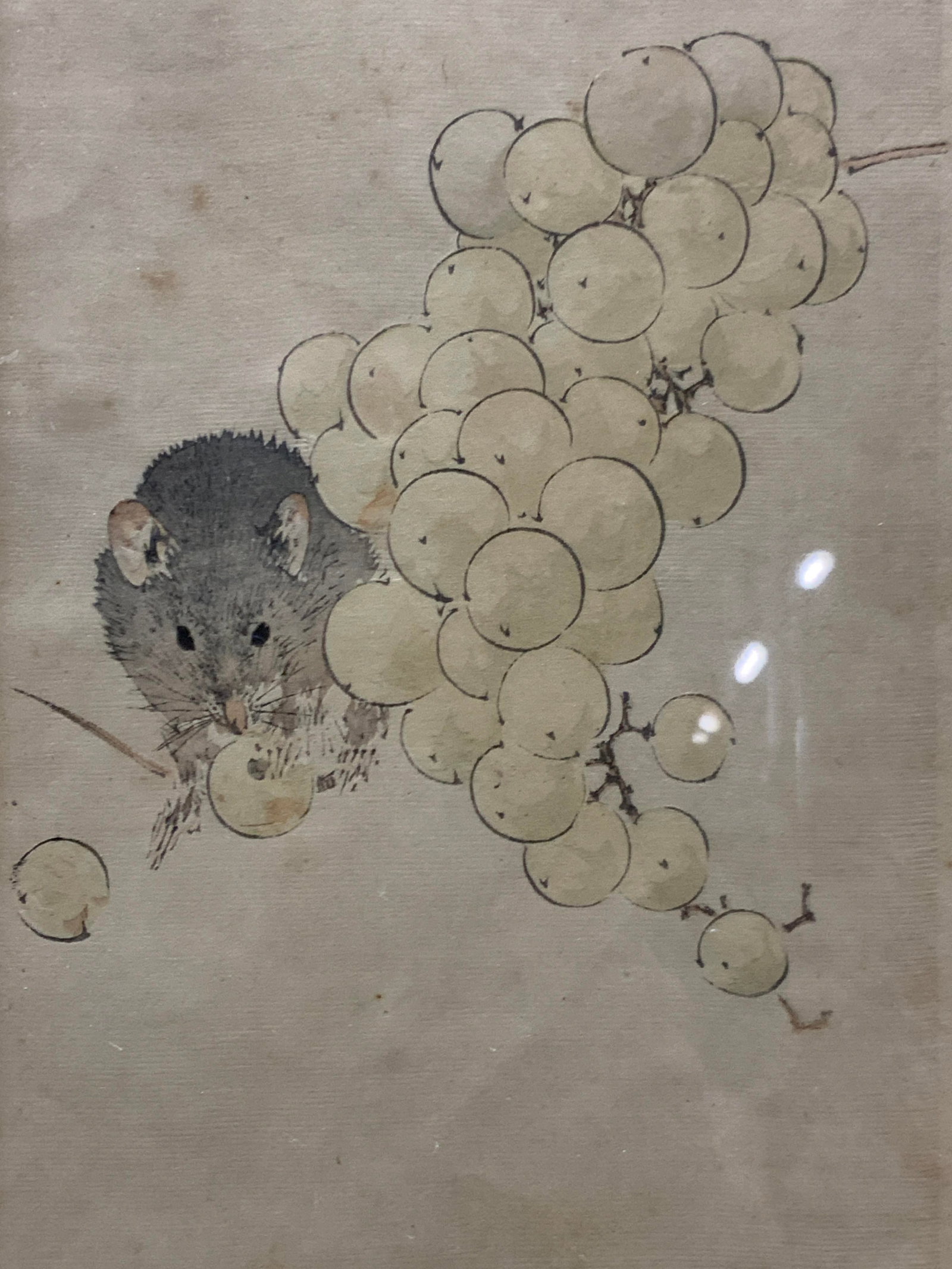Asian Style Mouse W Grapes Silk Screen (1 of 9)