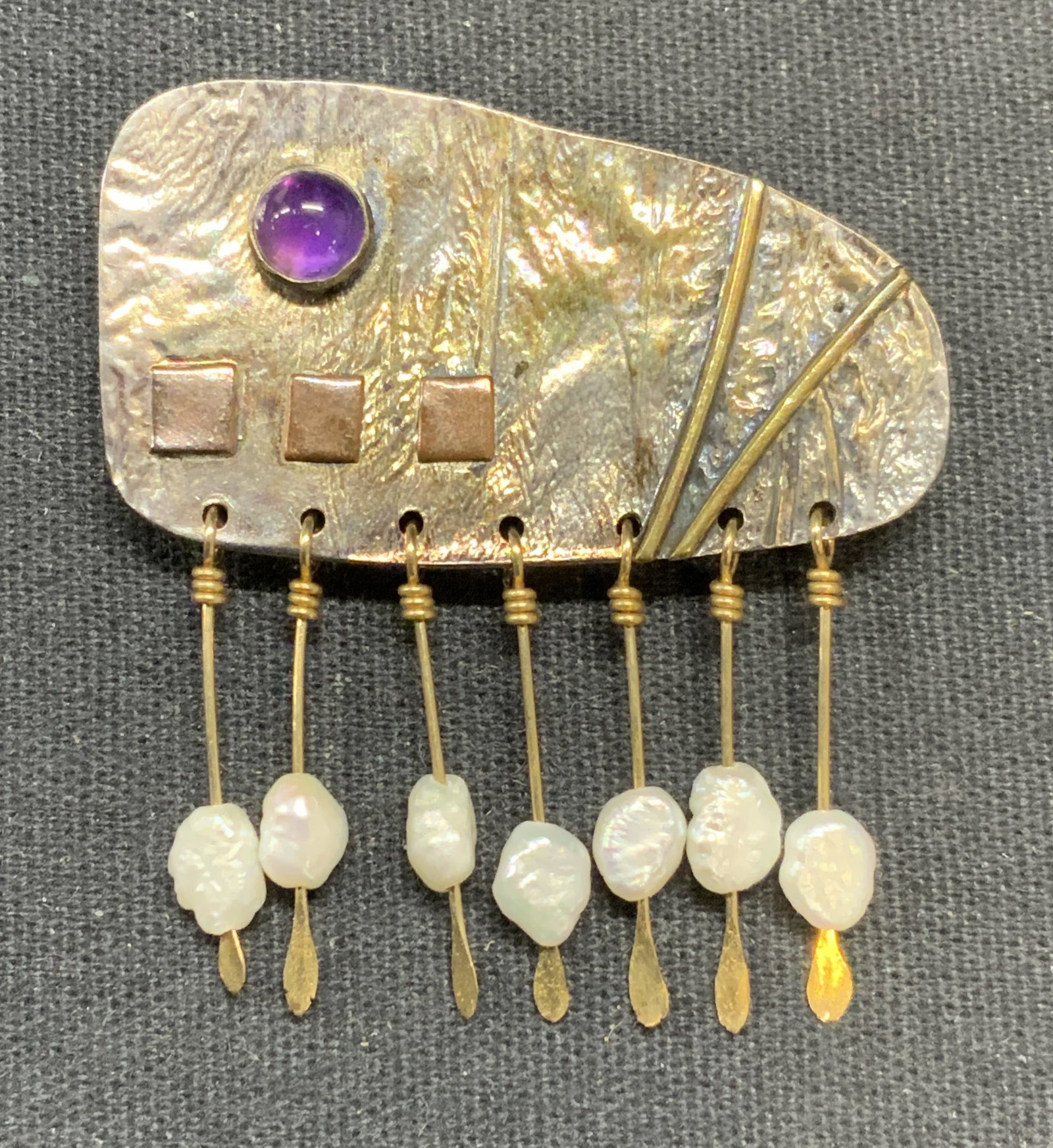 Vintage Sterling Silver Pearl & Amethyst Brooch (1 of 6)