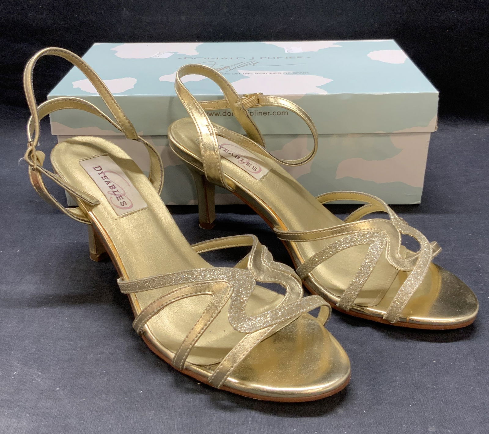 Dyeables Gold Tone Leather High Heel Sandals (1 of 8)
