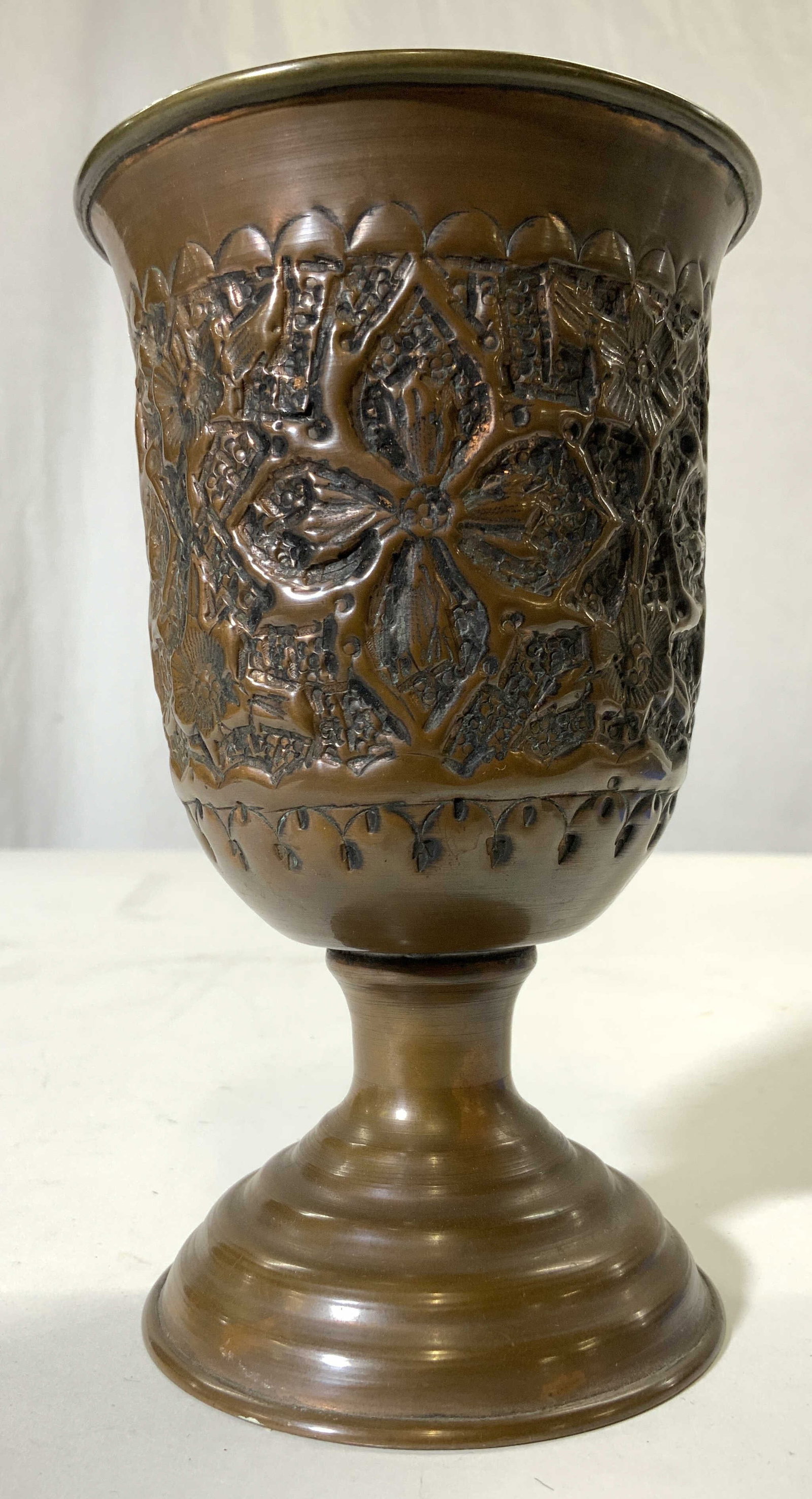 Vntg Gilt Metal Repousse Goblet Vessel (1 of 6)