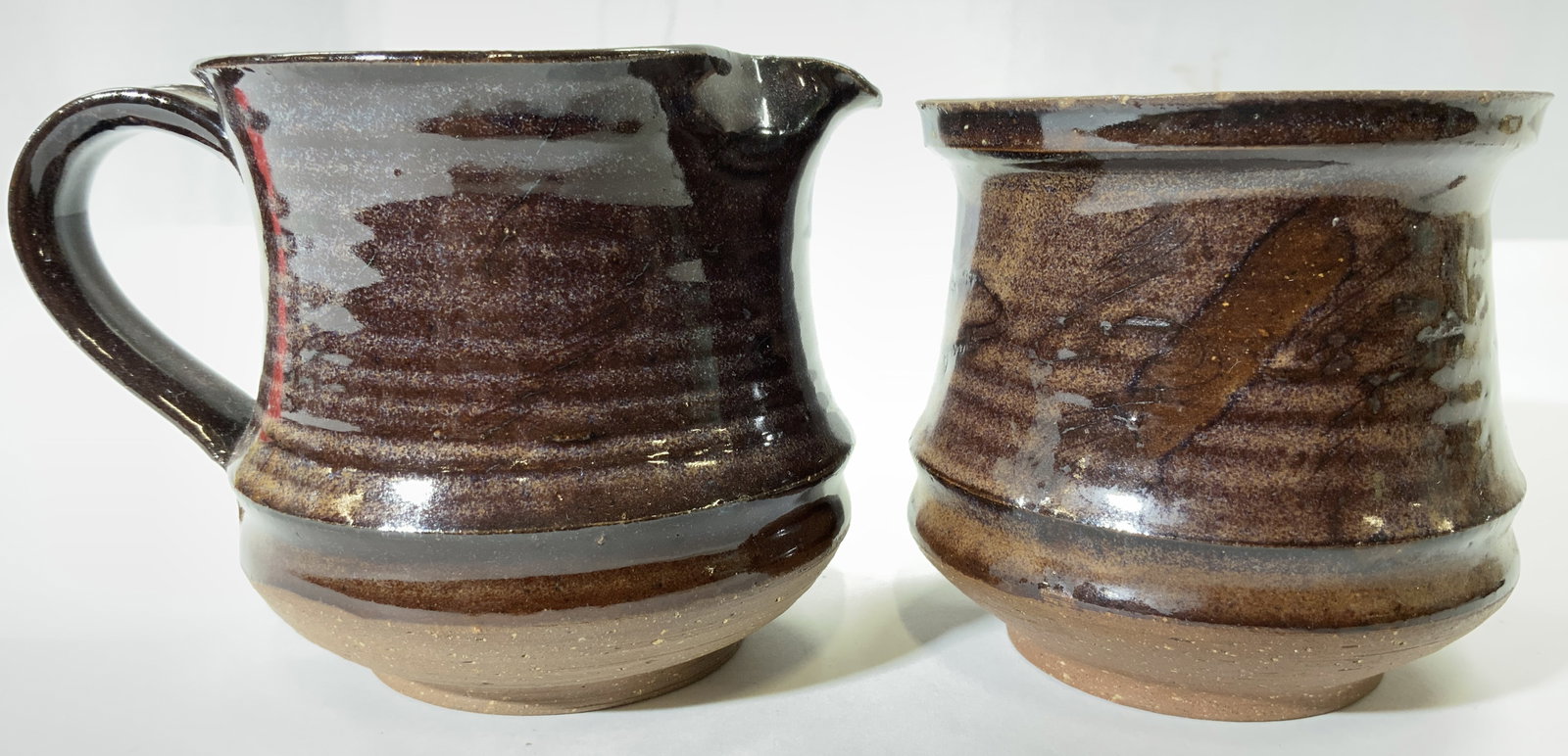 Lot 2 Signed Vntg Ceramic Vessels Brown (1 of 6)