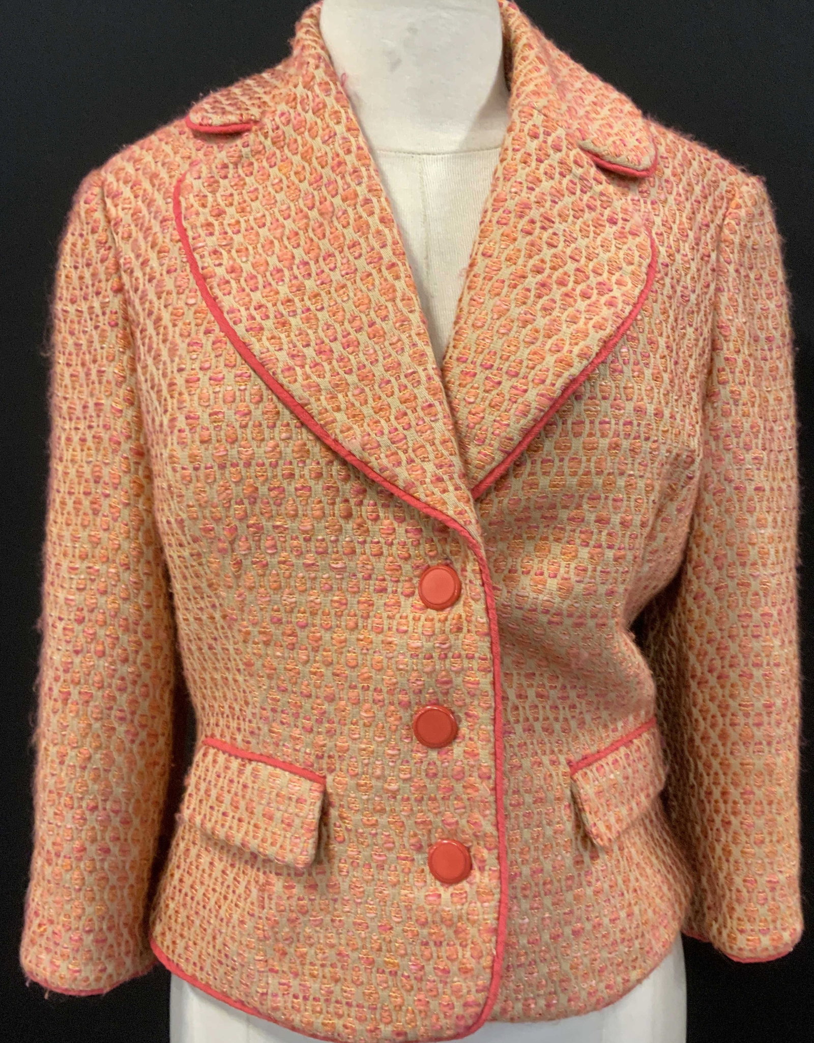 Embroidered Coral and Pink Blazer Jacket (1 of 7)