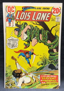 DC Comics Superman Lois Lane #129, 1973: DC Comics Supermans Girlfriend Lois Lane issue number 129. Published by DC, 1973. Illustrated in color. Measures approx. 10.25 x 6.75 inches. Wear to cover, pages, and binding consistent with