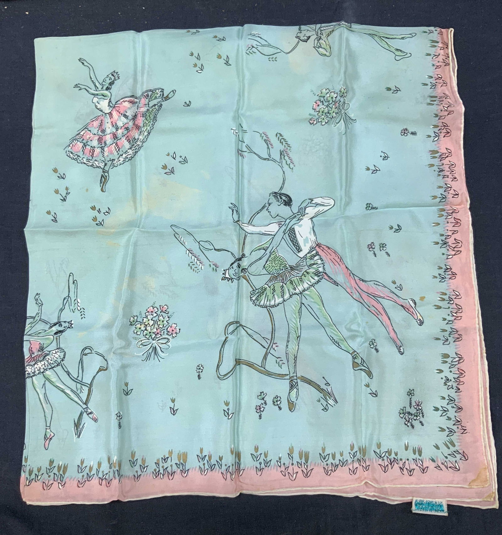 Momme Radium Silk Painted Ballet Scarf, Japan (1 of 7)