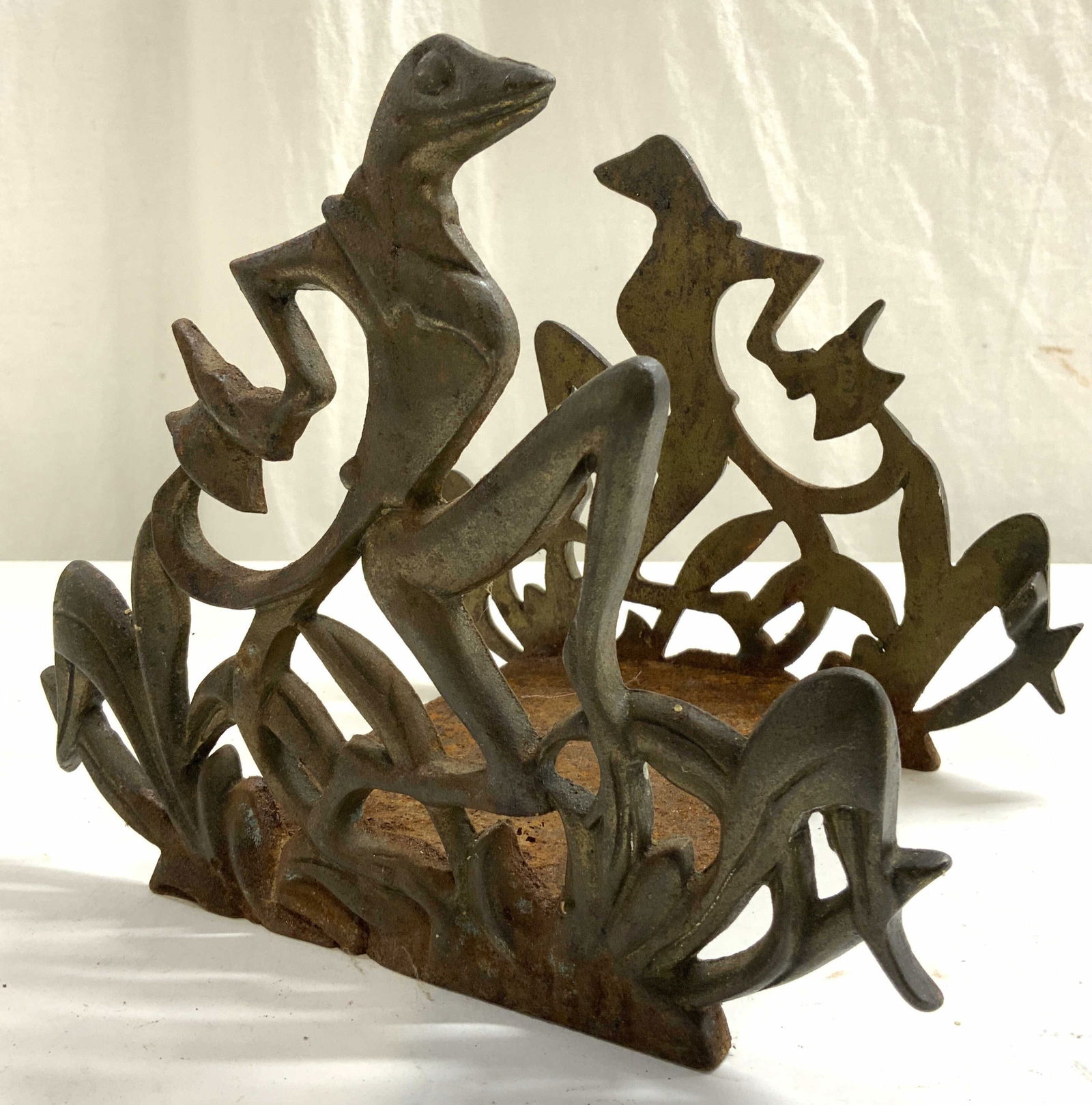 Vntg Art Nouveau Frog Gilt Metal Fish Bowl Stand (1 of 6)
