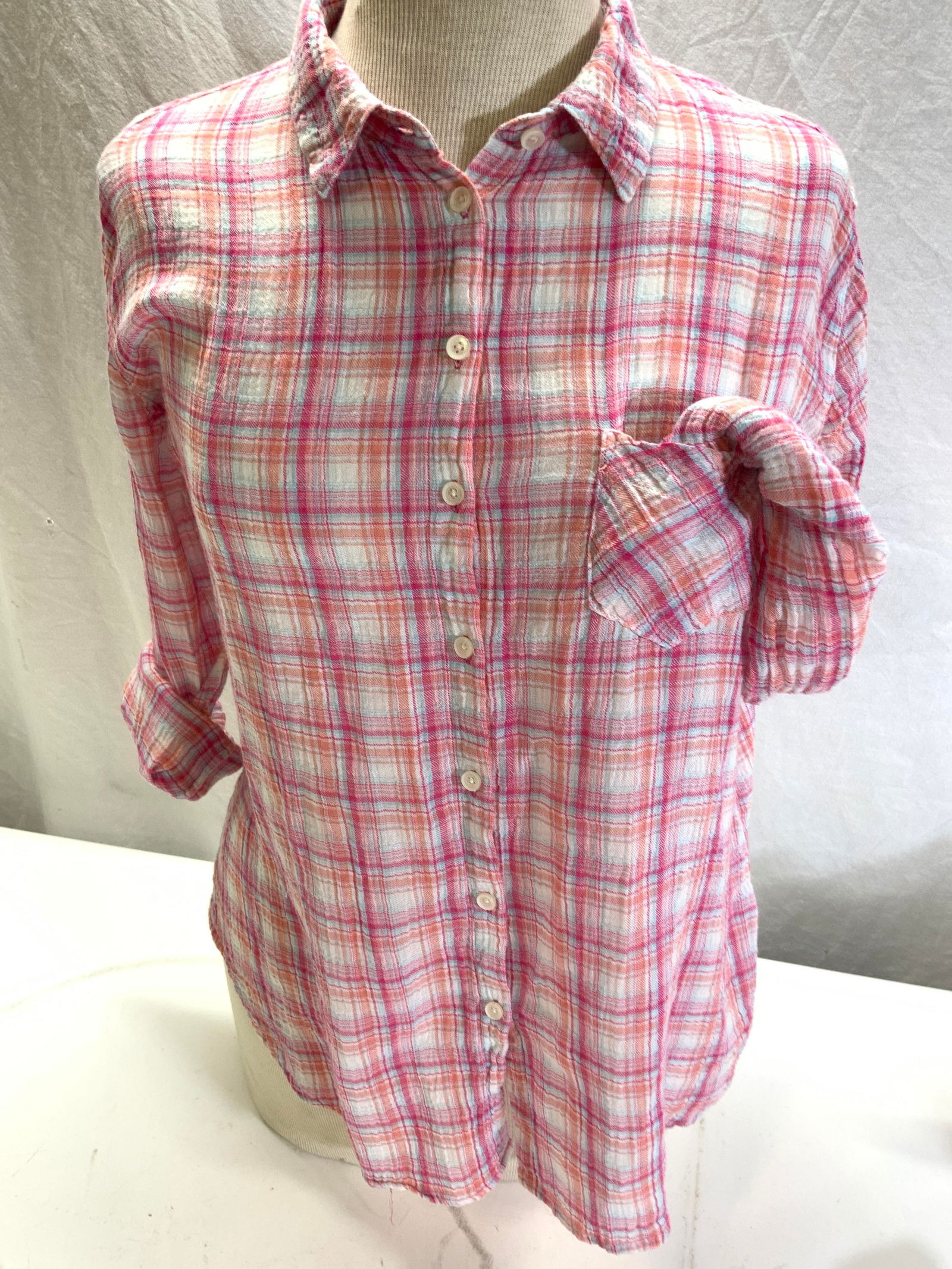 C + C California Gauze Cotton Plaid Shirt (1 of 6)
