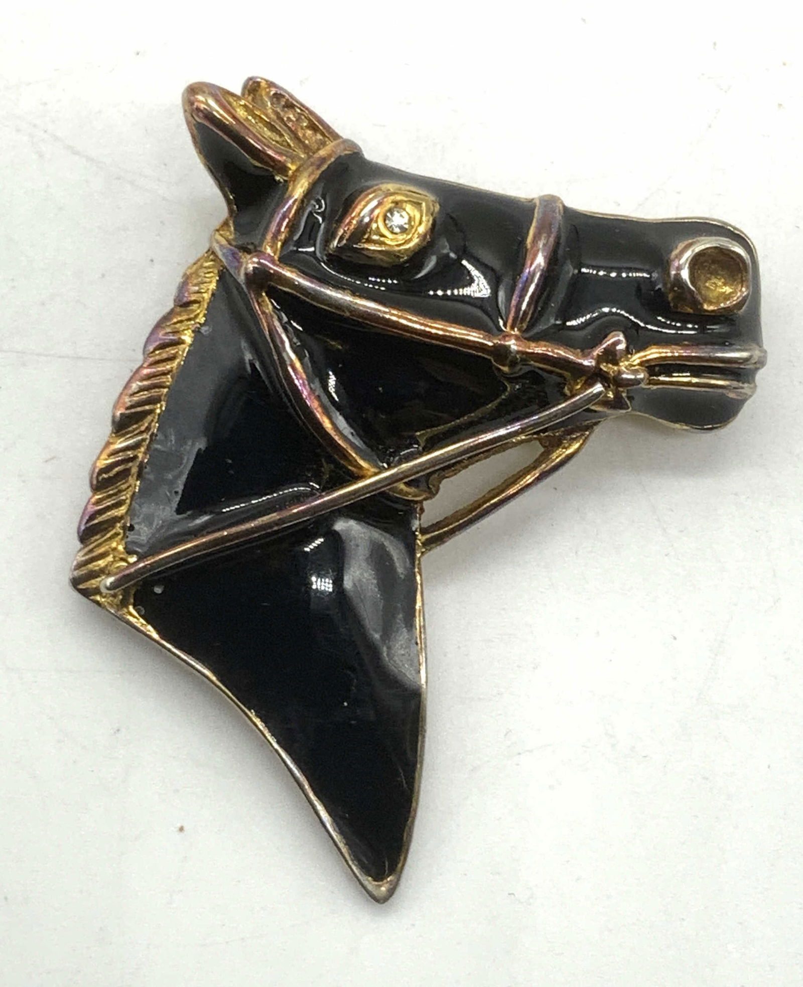 Black Enamel Horse Brooch (1 of 6)