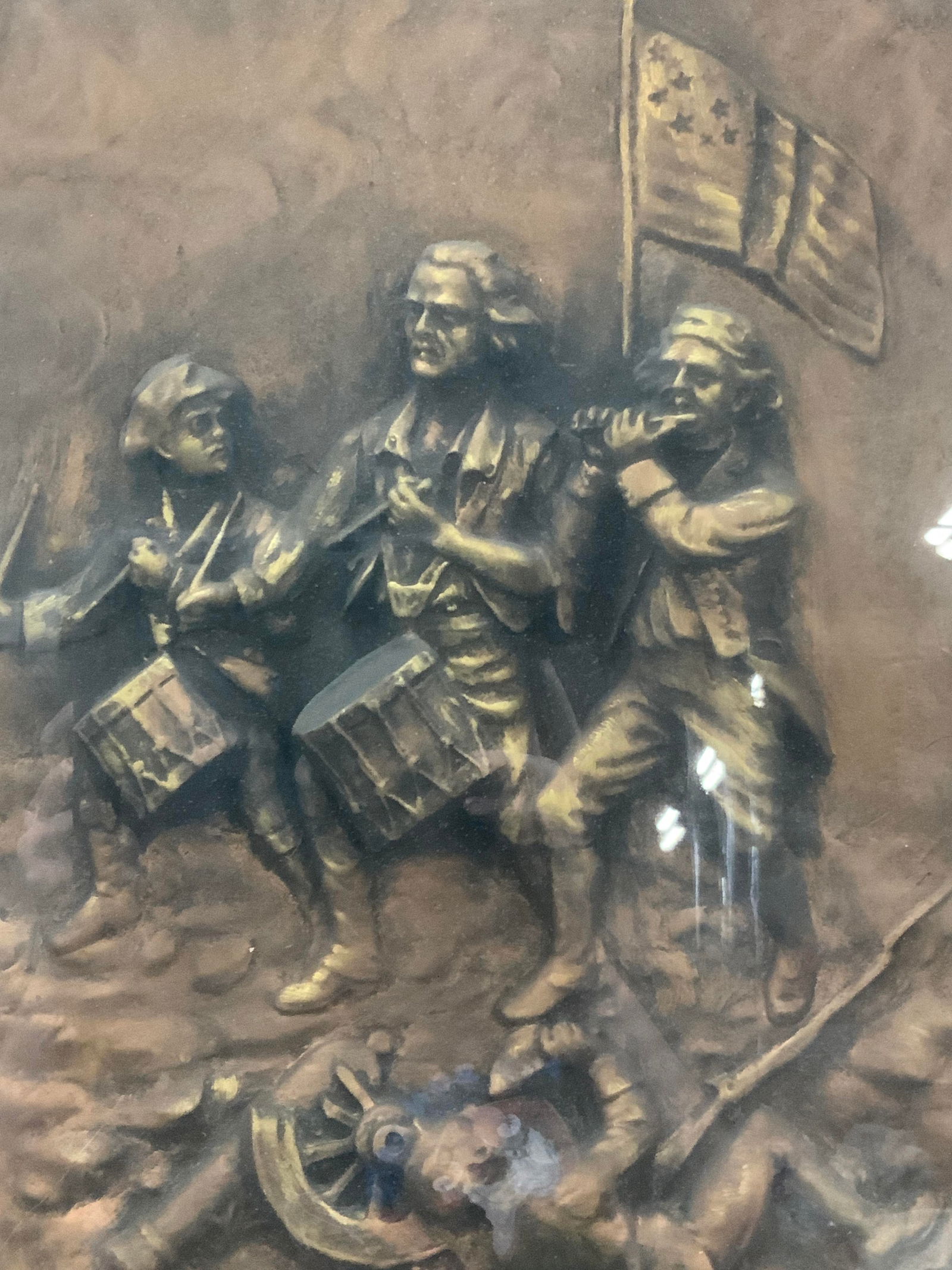 Framed Gilt Plaster Revolutionary War Plaque (1 of 9)