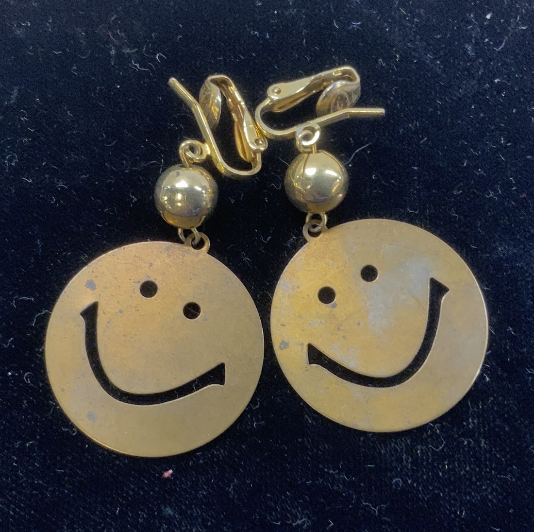 Happy Face Metal Drop Earrings (1 of 6)