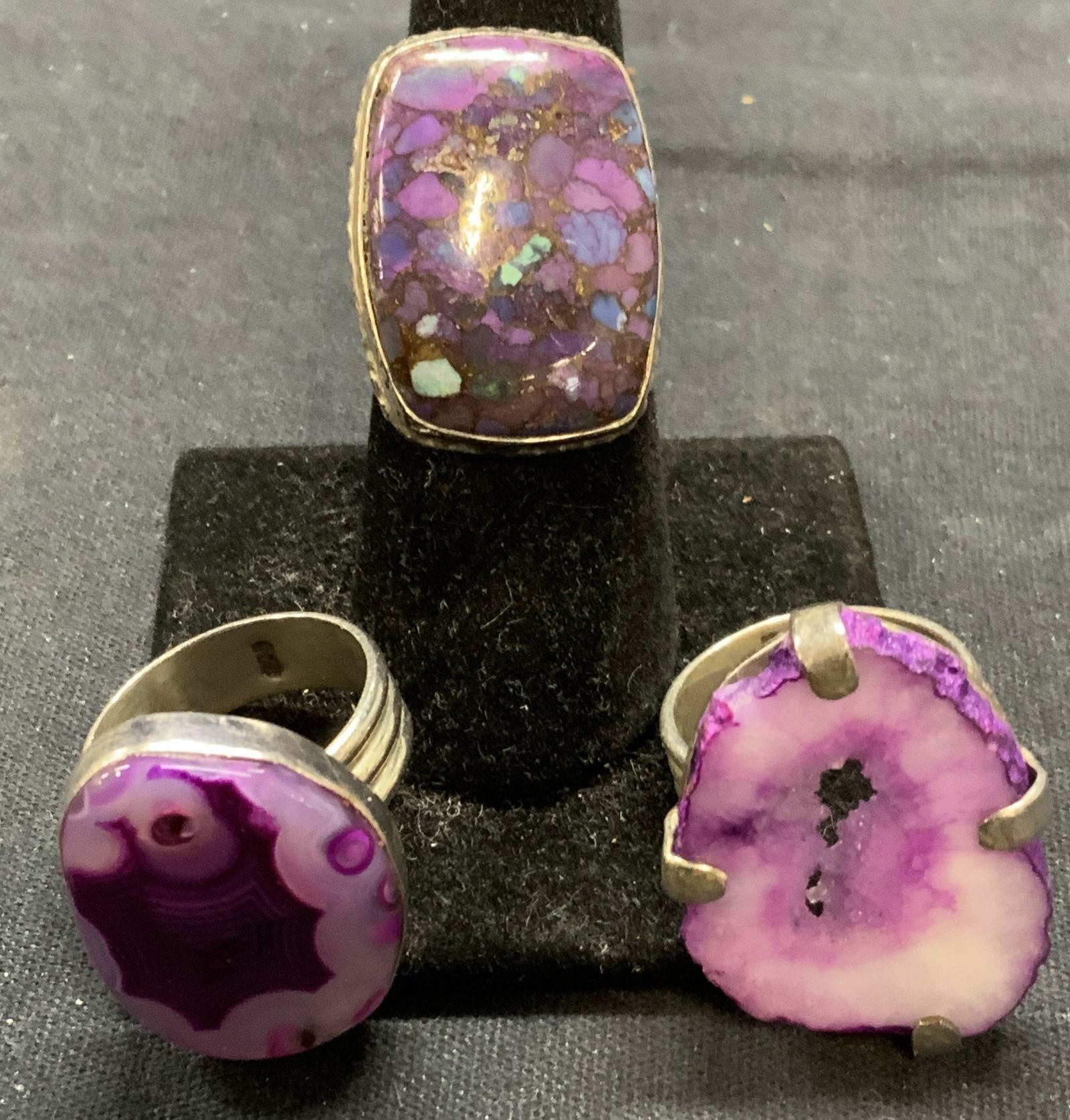 Lot 3 Sterling Silver Geode Rings, More (1 of 6)