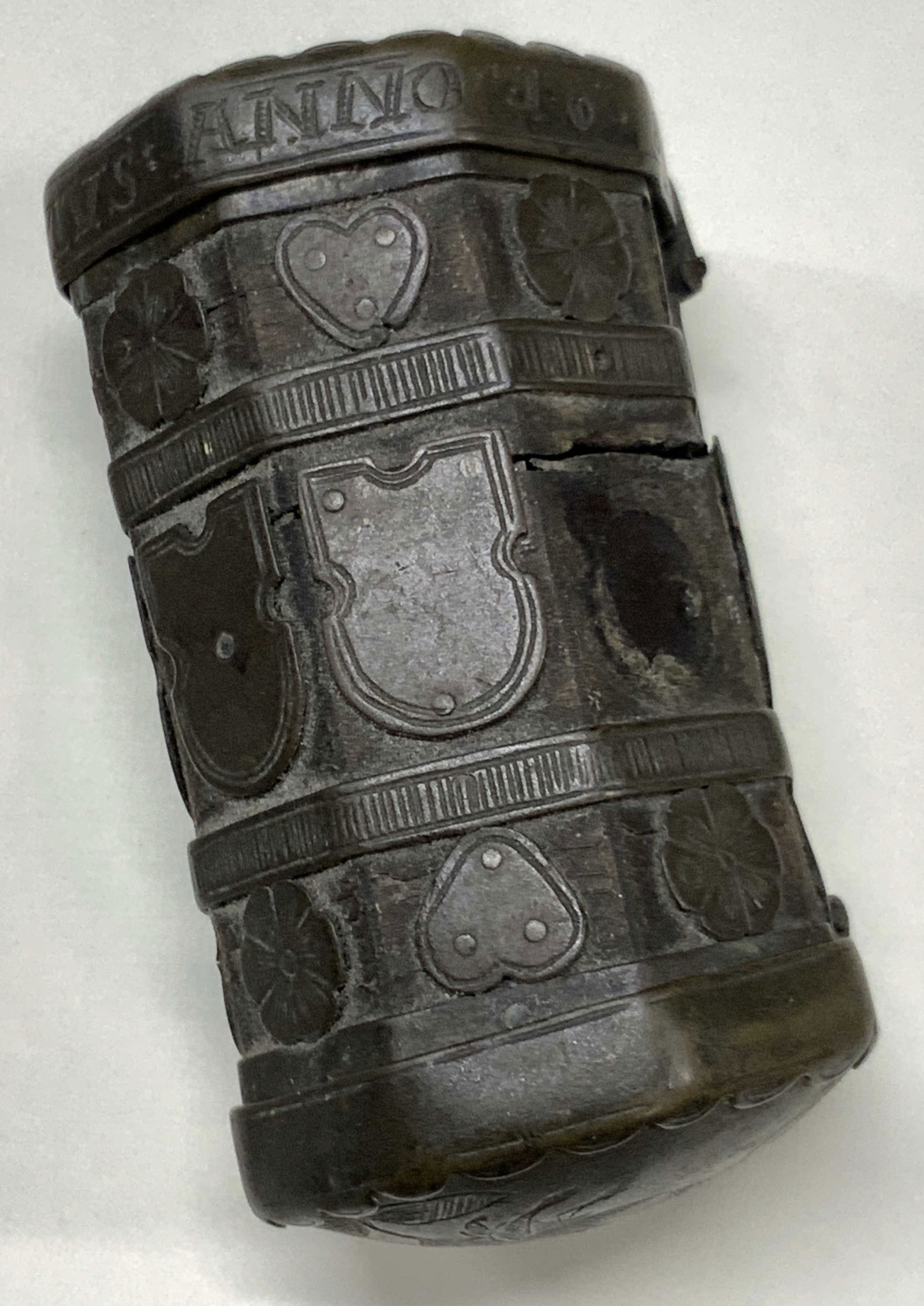 Antq Brass & Wooden Snuff Bottle/ Vessel (1 of 8)