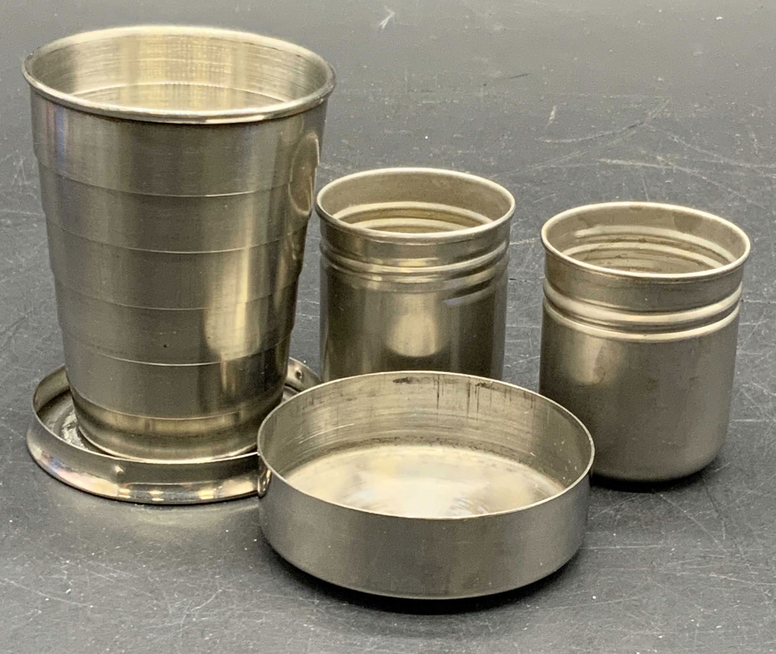 Lot 3 Collapsible & Portable Metal Cups / Vessels (1 of 7)