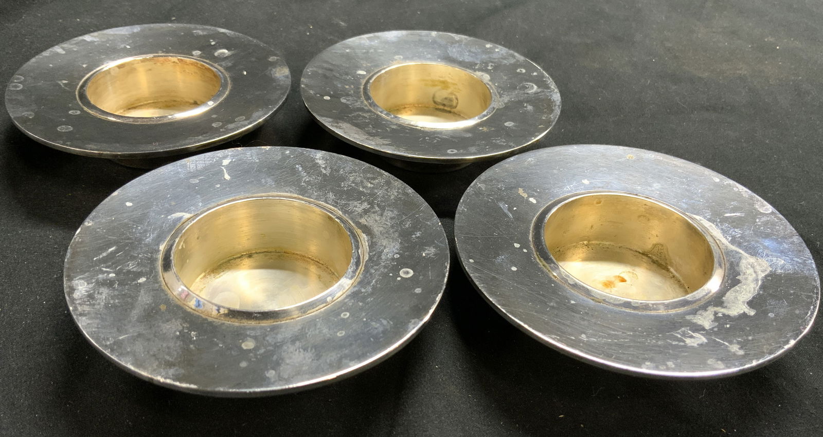 Set 4 Silver Toned Metal Candle Holders (1 of 6)