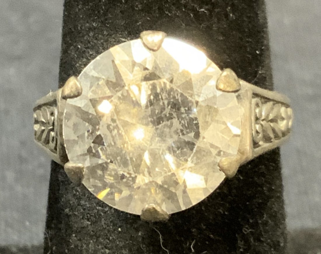 Signed Sterling Silver Crystal Ring (1 of 6)