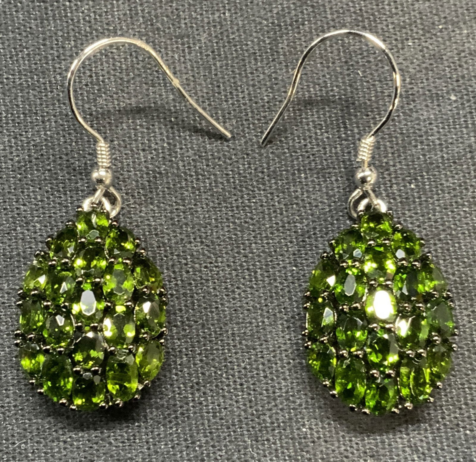 Vintage Sterling Silver Green Gem Earrings (1 of 6)