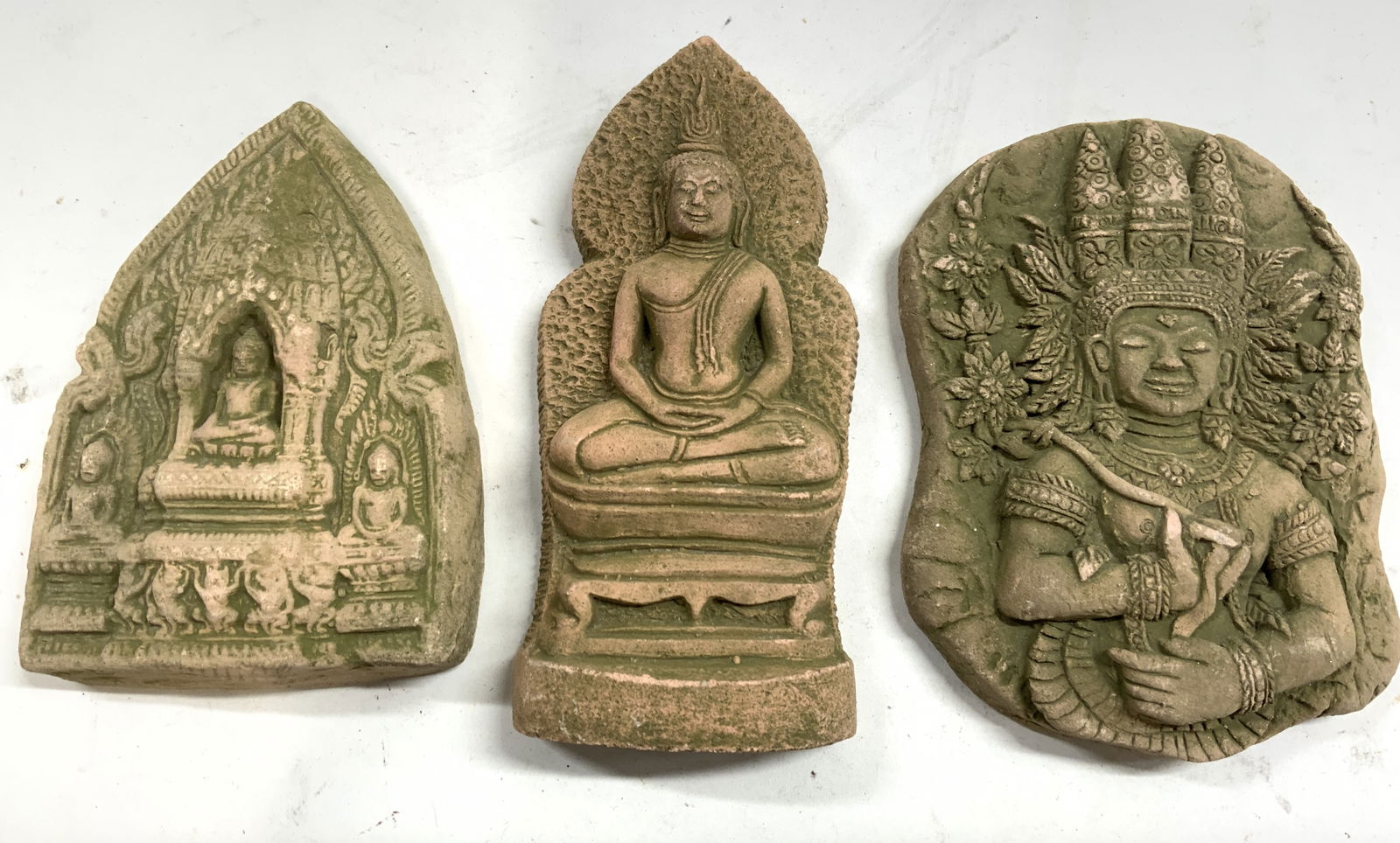 Lot 3 Ceramic Buddhist Deity Wall Hangings (1 of 8)