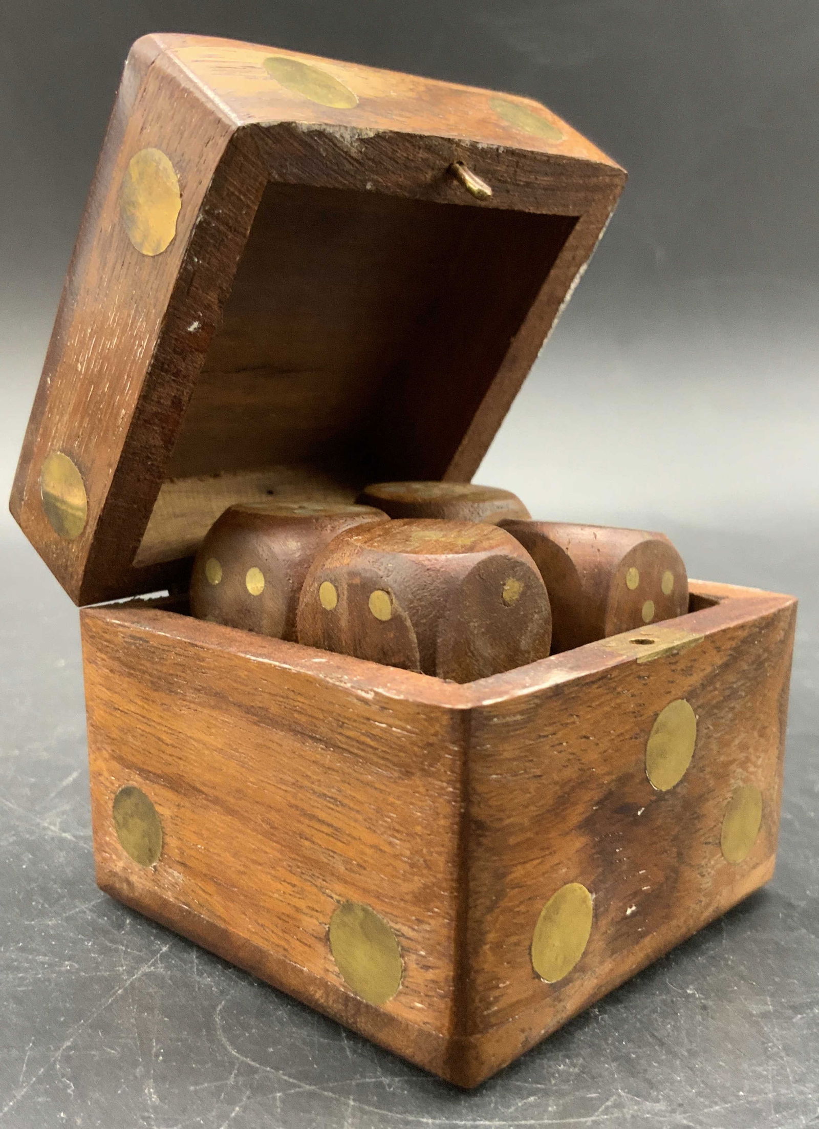 Vintage Wooden Die Keepsake Box W/ Wooden Dice (1 of 8)