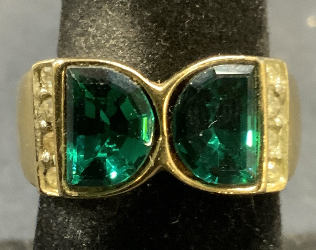 18k Gold Plated Green Crystal Ring (1 of 6)