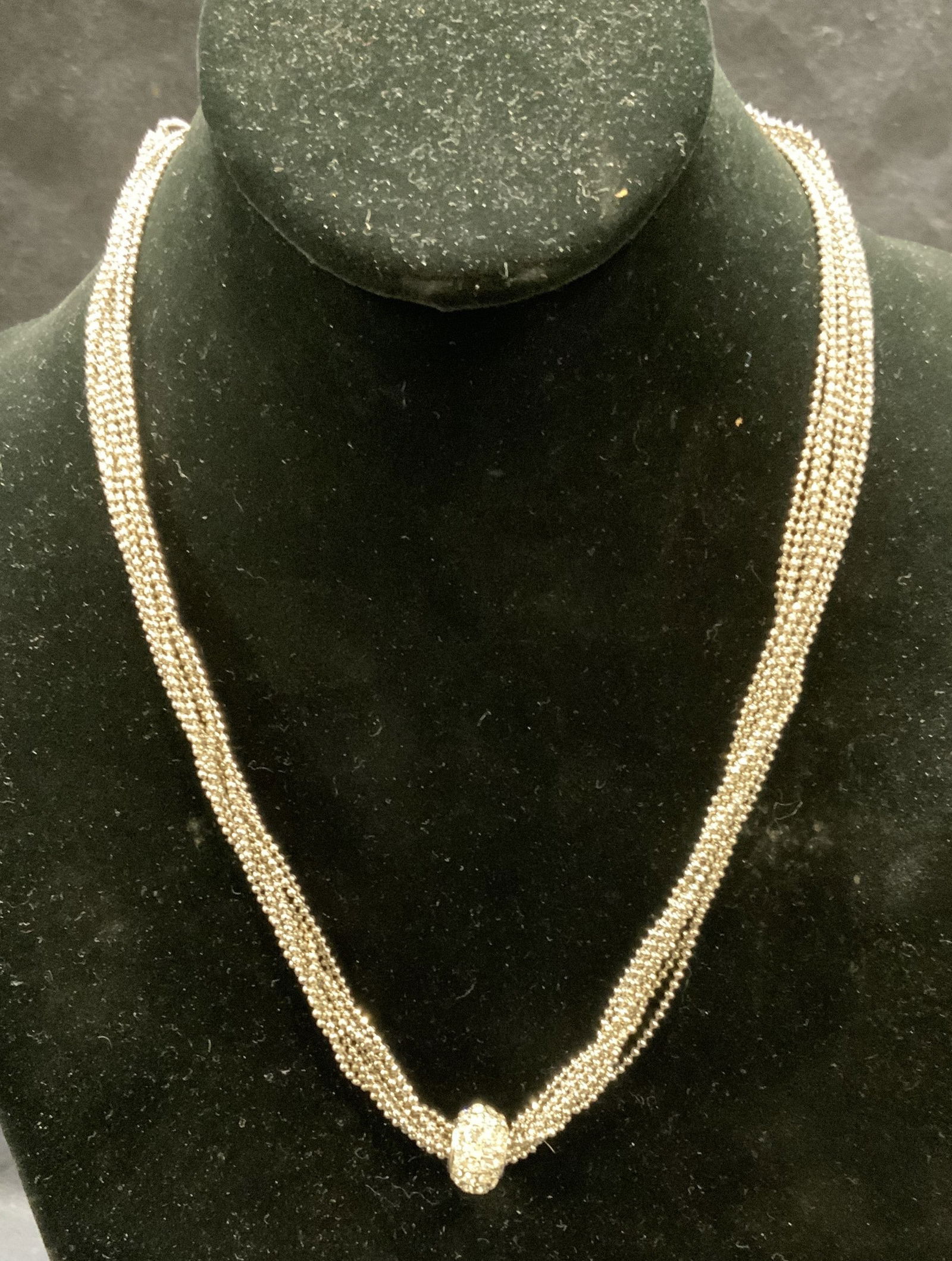 Silver Tone Multi Chain Crystal Necklace (1 of 6)