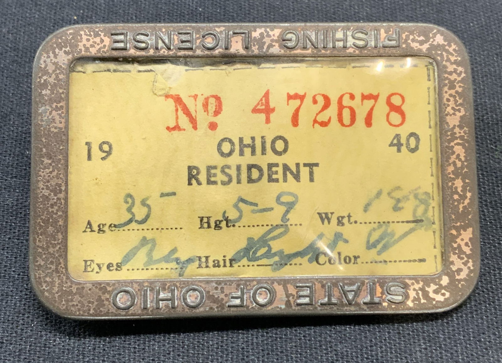 Vintage 1940 Ohio Fishing License Pin (1 of 6)