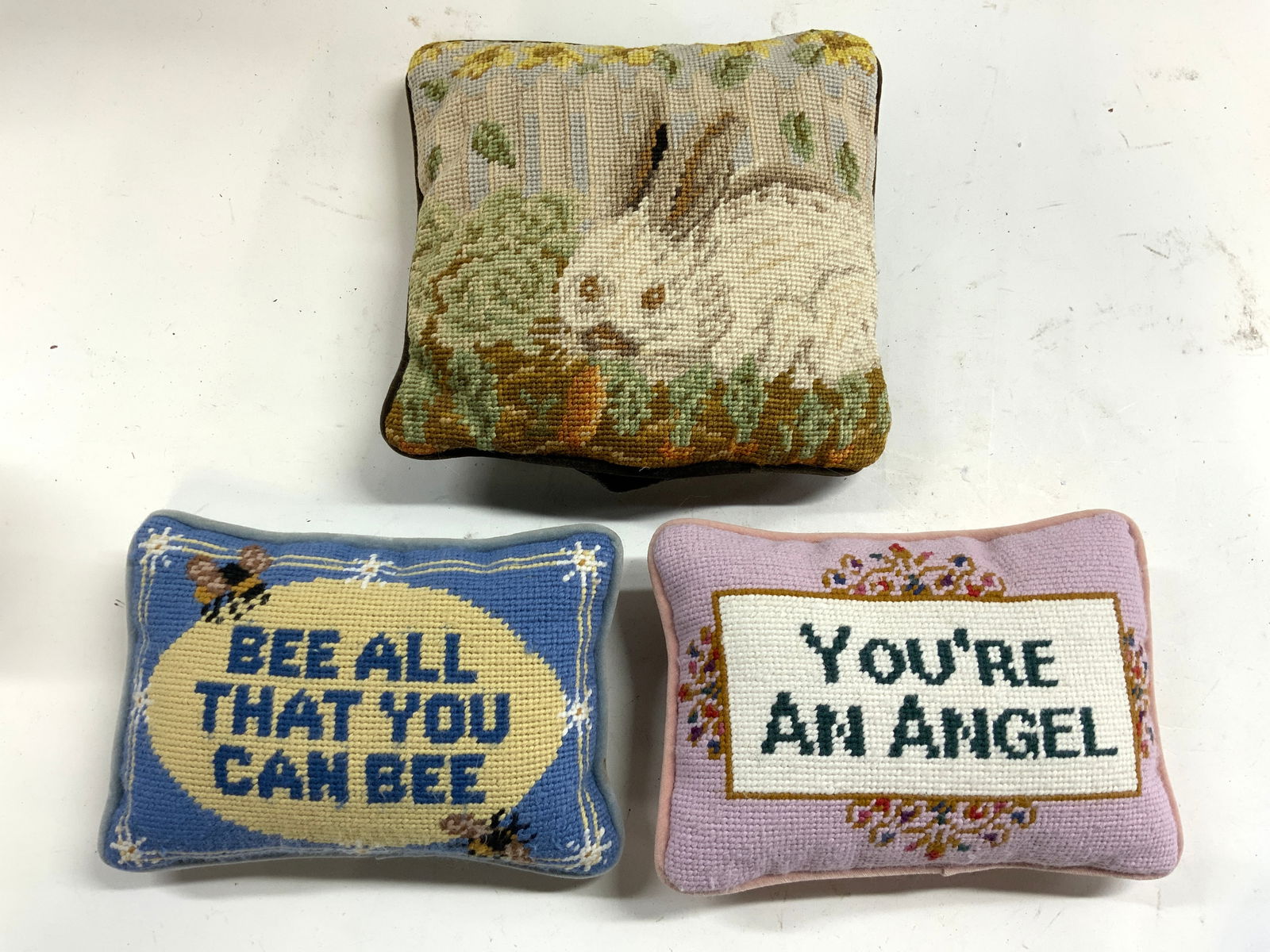 Lot 3 Vintage Assorted Needlepoint Pillows (1 of 8)