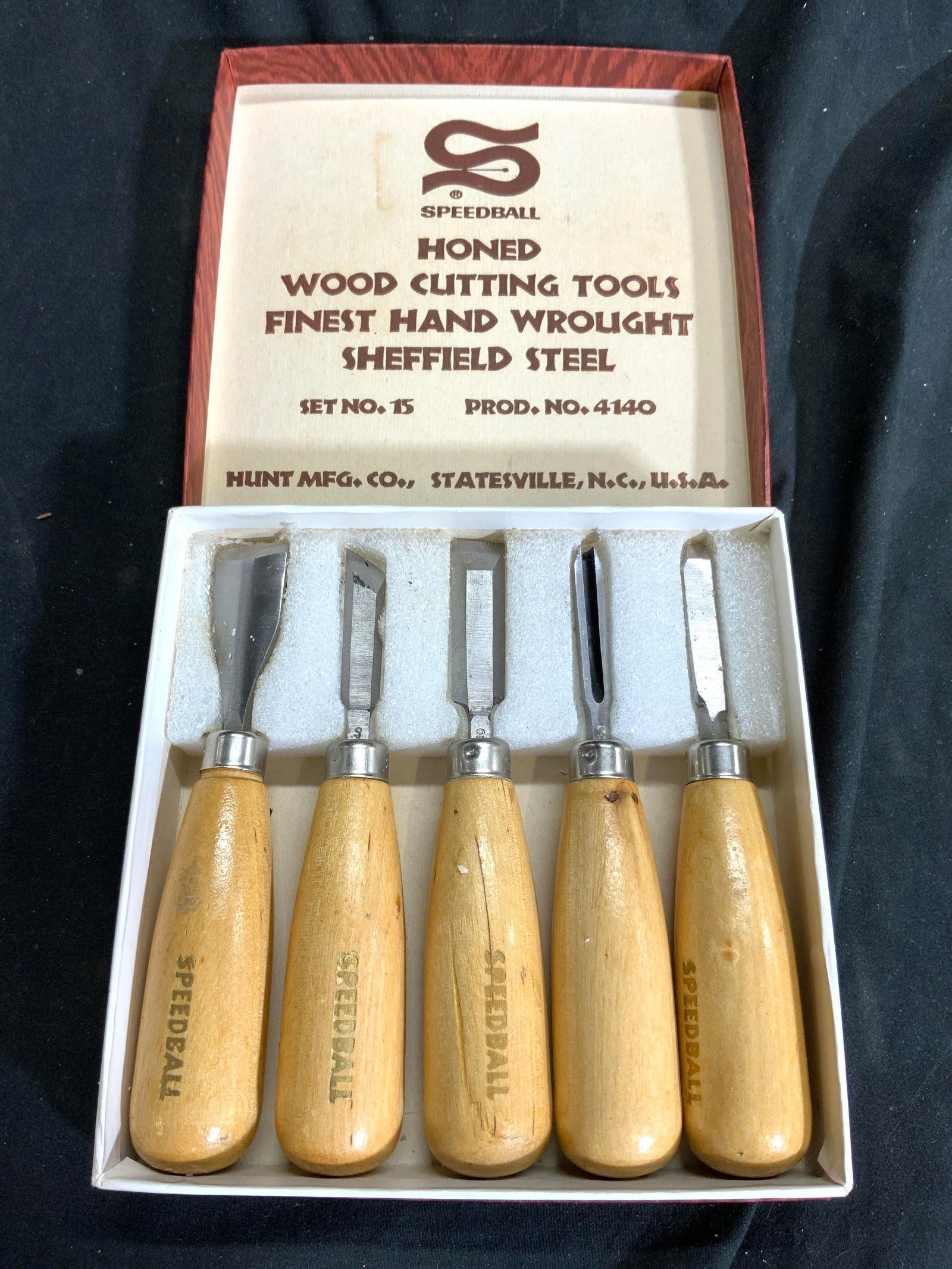 SPEEDBALL Vntg Set 5 Wood Cutting Tools In Box (1 of 6)