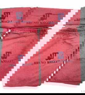 Group Bruno Magli Flannel Shoe Bags, 17: Signed Bruno Magli felt shoe bags/ duster bags with draw string closure. Light burgundy with navy lettering. Measures 9x13.5 in. Travel Shoe Bags, Luxury Designer Bruno Magli Flannel shoe Dust bags, u
