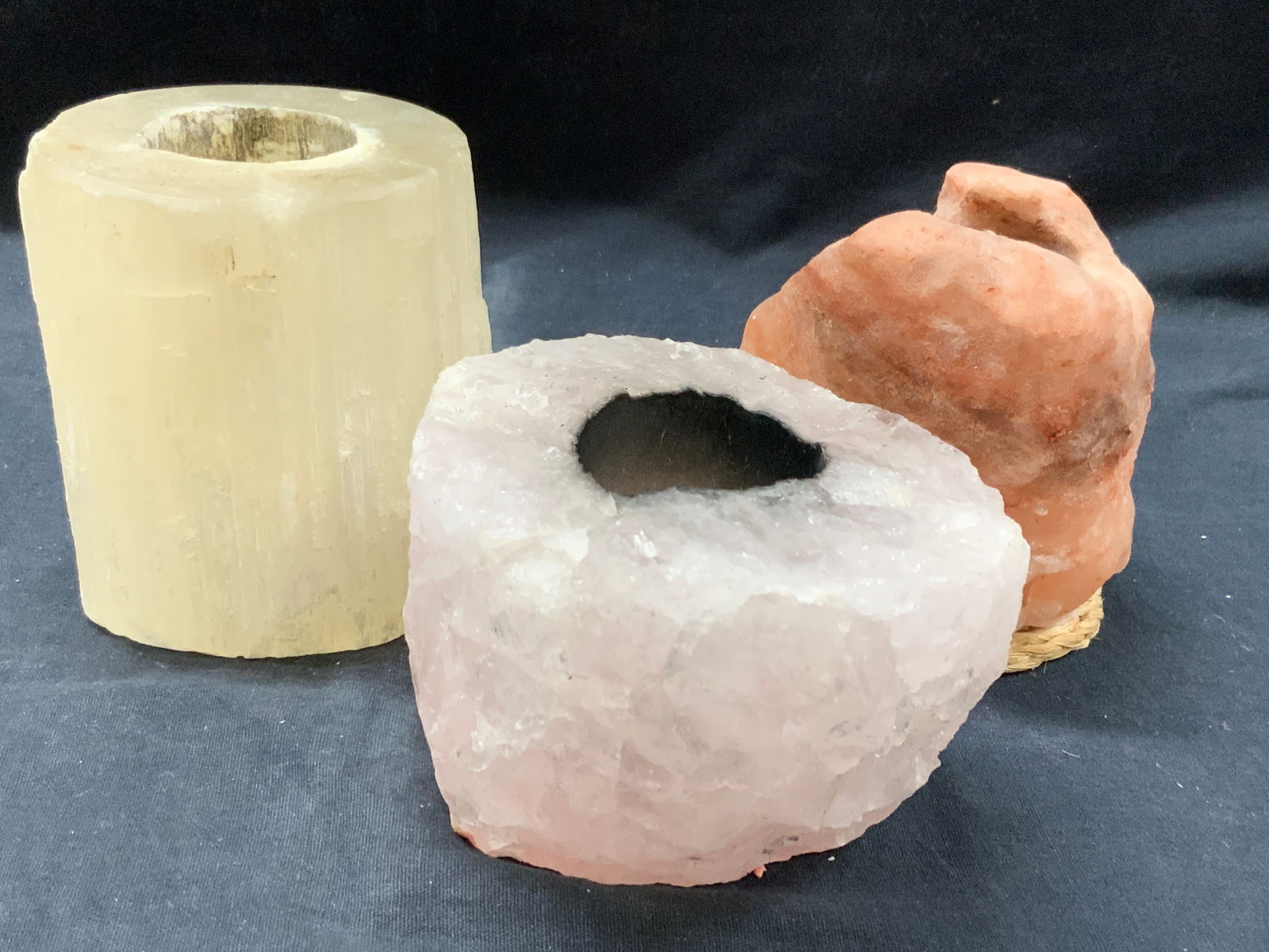 Lot 3 Calcite & Salt Candle Lamps (1 of 10)