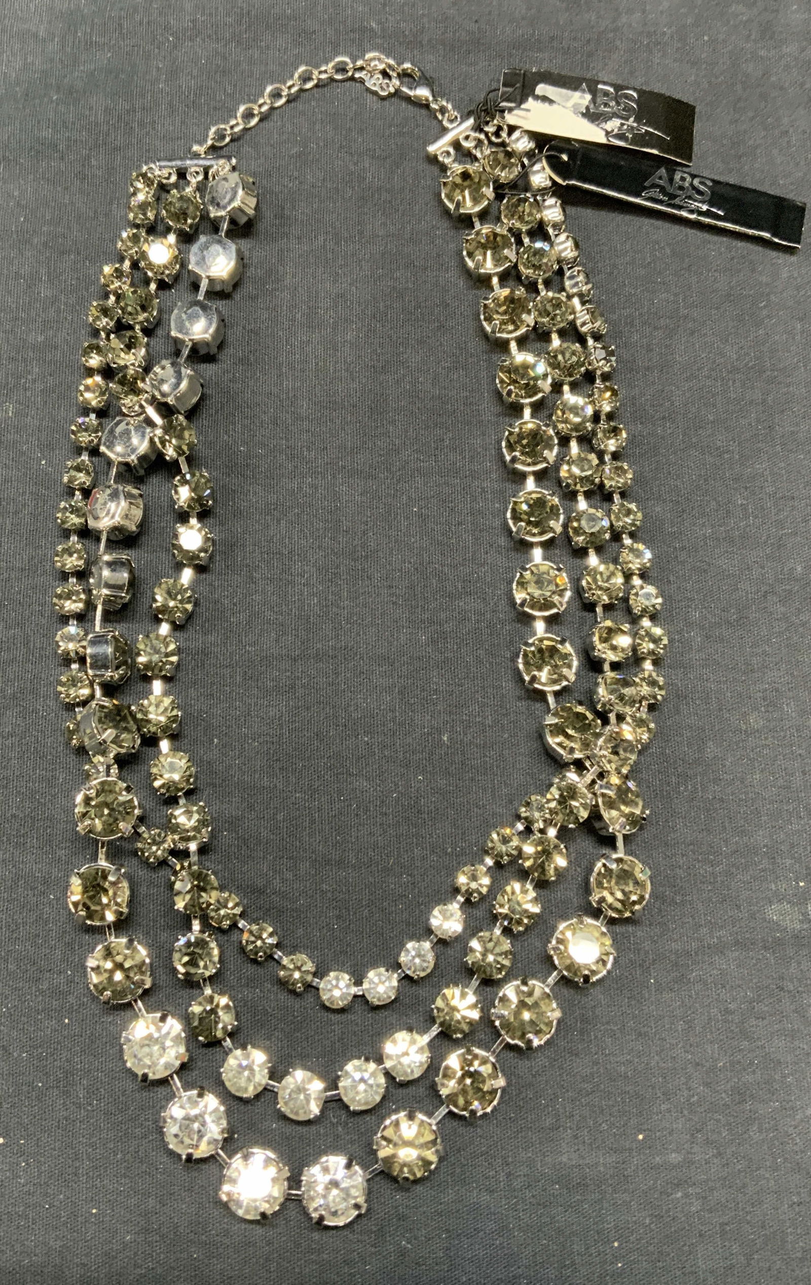 ABS Allen Schwartz Silver Tn Crystal Necklace NWT (1 of 6)