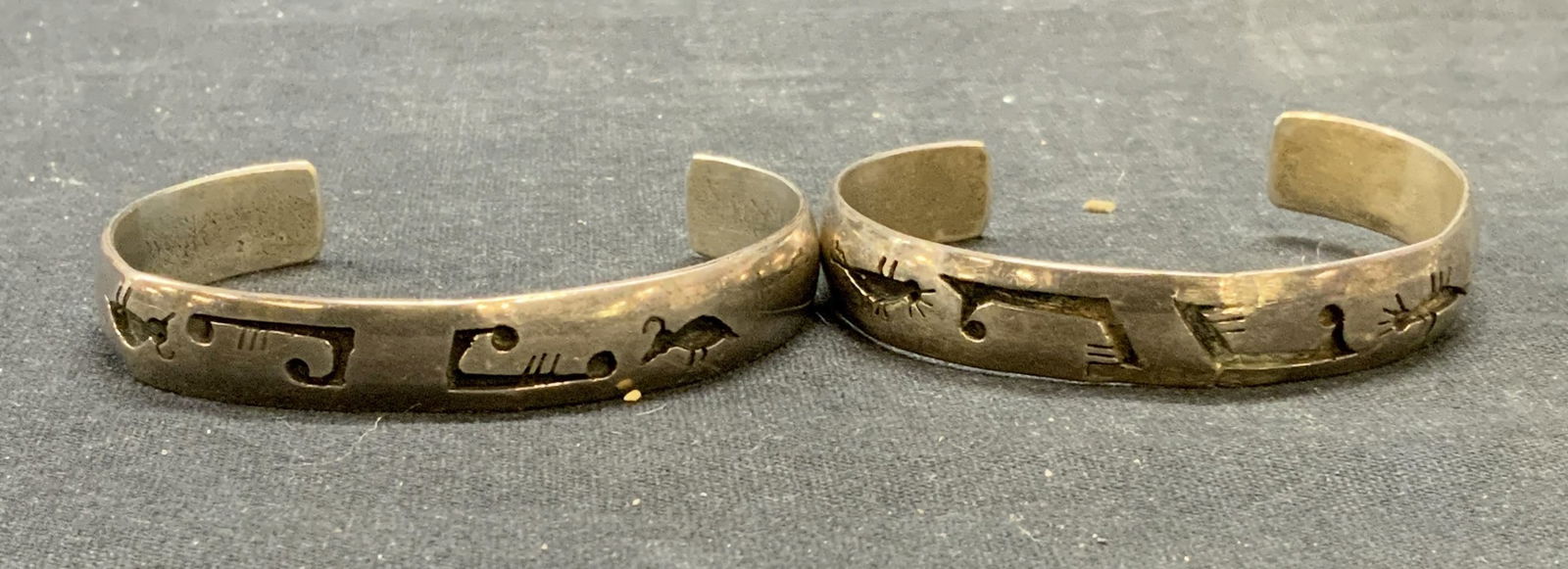 Pair Vintage Sterling Silver Etched Bracelets (1 of 6)