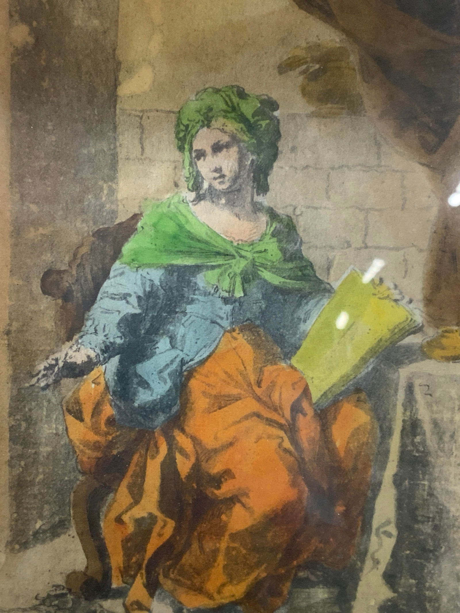 Vtg Stamped Full Color Figural Engraving (1 of 7)