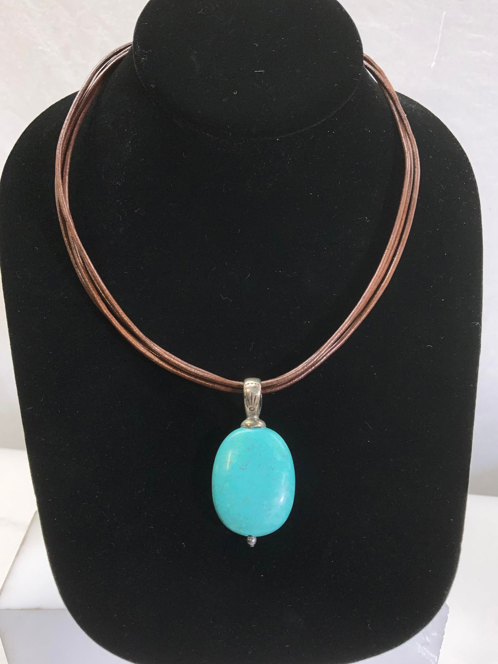 Turquoise & Sterling Silver Pendant Necklace (1 of 6)