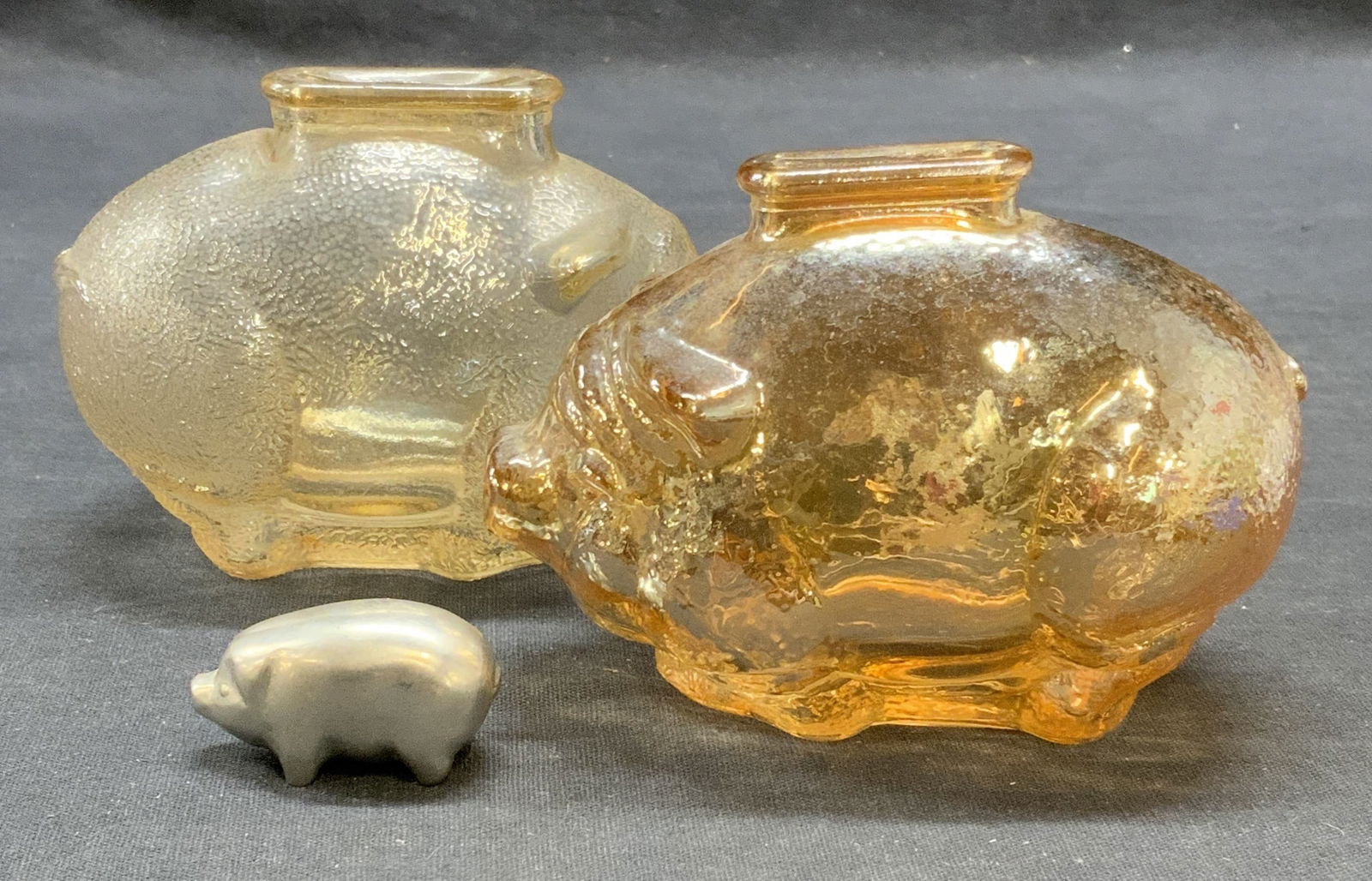 Lot 3 Glass Piggy Banks & Metal Pig Figural (1 of 10)
