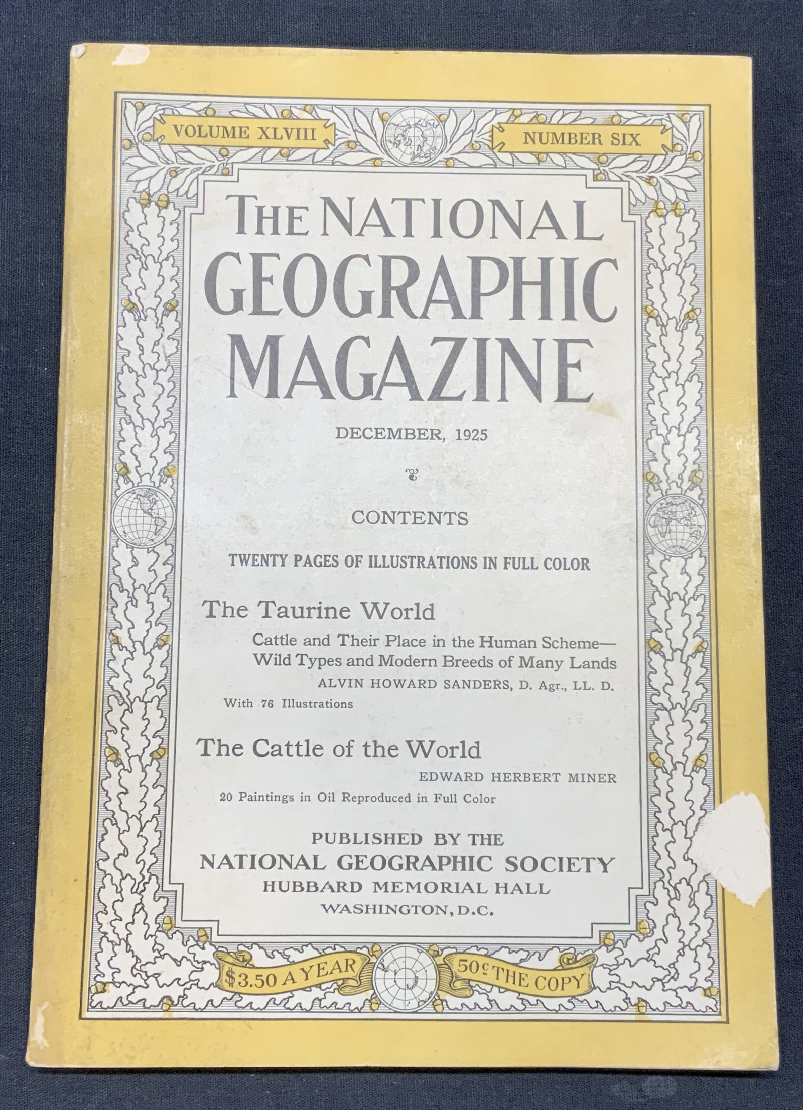 National Geographic Magazine, 1925, Illustrated: Softcover copy of The National Geographic Magazine volume XLVIII number 6. Published December, 1925. Contains 20 pages of full color illustrations. Measures approx. 10 x 7 inches. Some wear to cover, 
