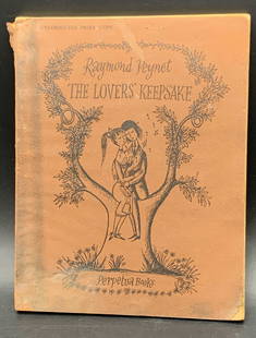 Raymond Peynet THE LOVERS KEEPSAKE Illustr Book: A vintage paperback book. THE LOVERS KEEPSAKE, Uncorrected Proof Copy, by Raymond Peynet, published by Perpetua Books, 1958. Possibly first edition. Some writing to interior. Discoloration, wear to bi
