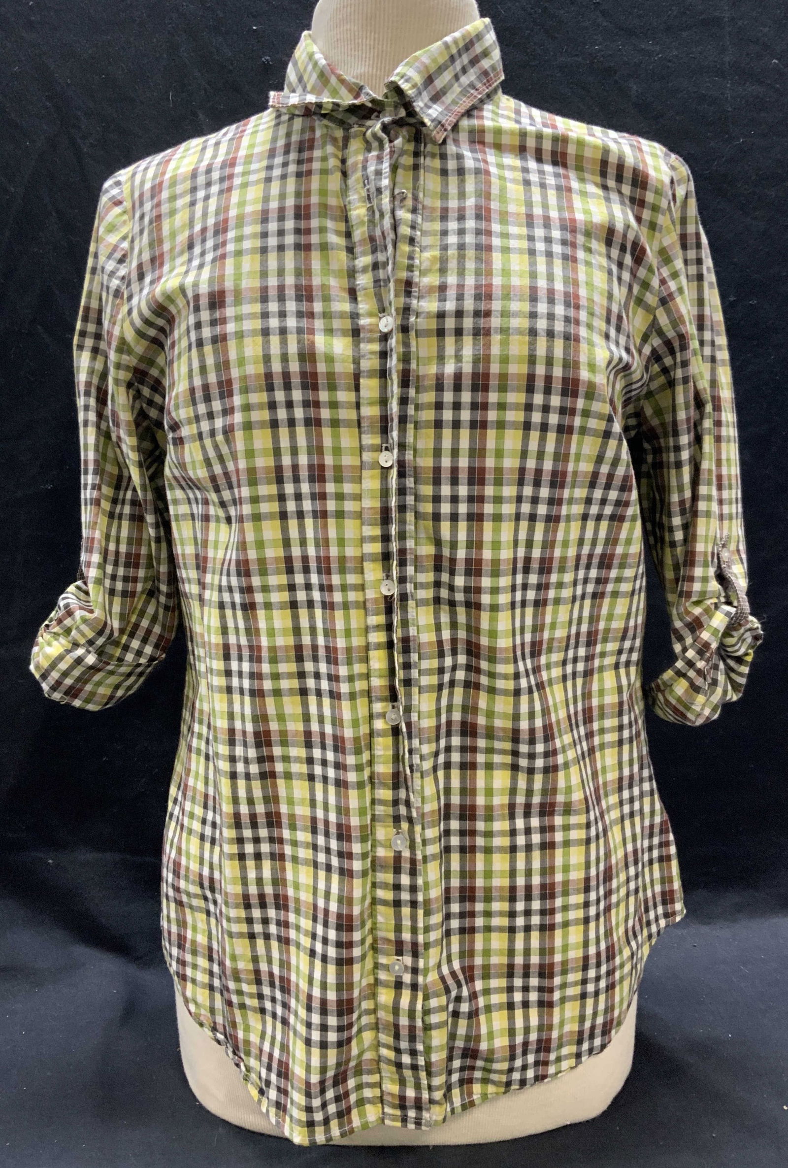 Splendid Green Plaid Button Up Top USA (1 of 8)