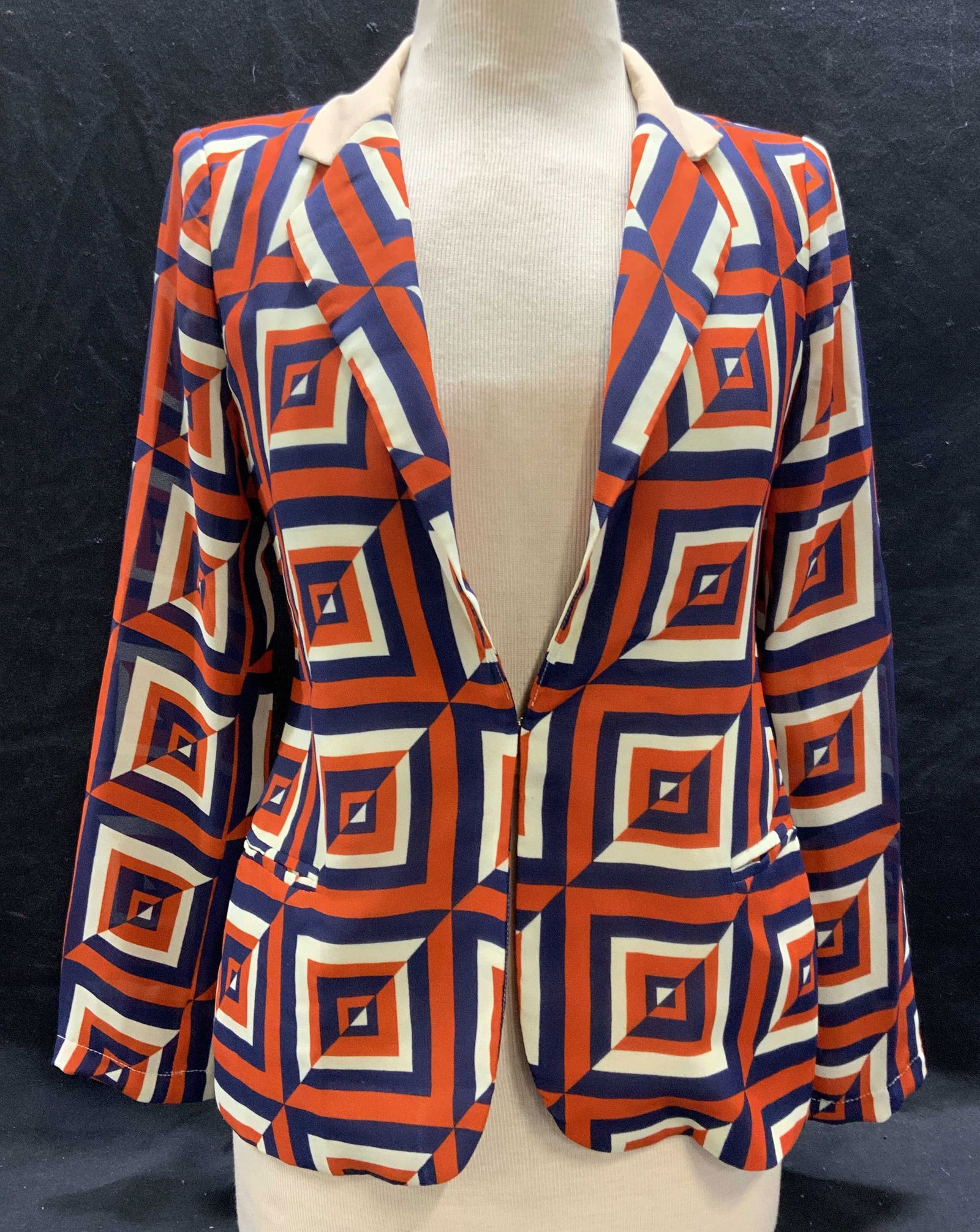 Ark & Co Blue & Red Diamond Print Blazer (1 of 7)