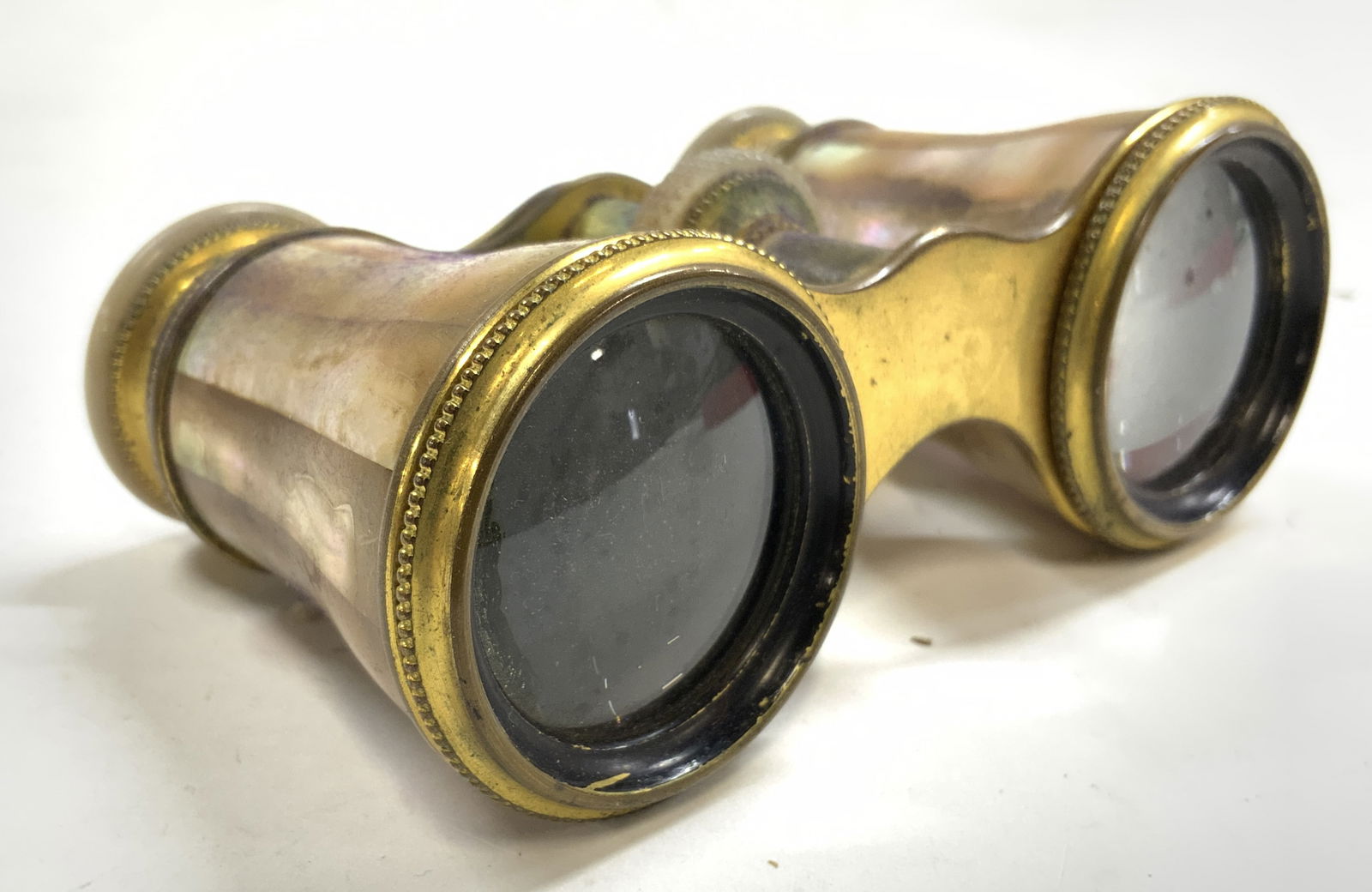 Vtg Mother Of Pearl Opera Glasses W Leather Case (1 of 6)