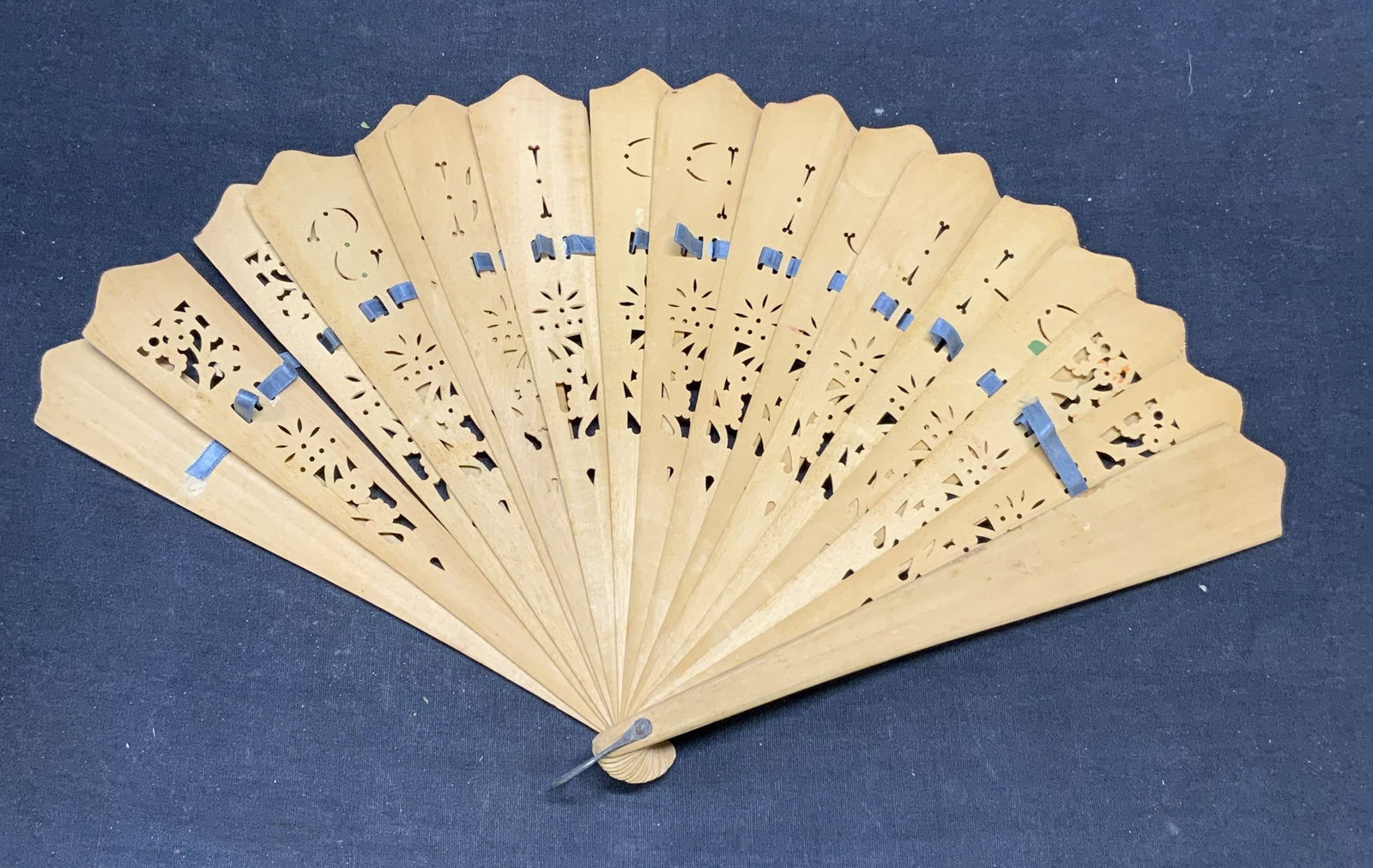 Vintage Philippines Carved Wood Folding Fan (1 of 8)