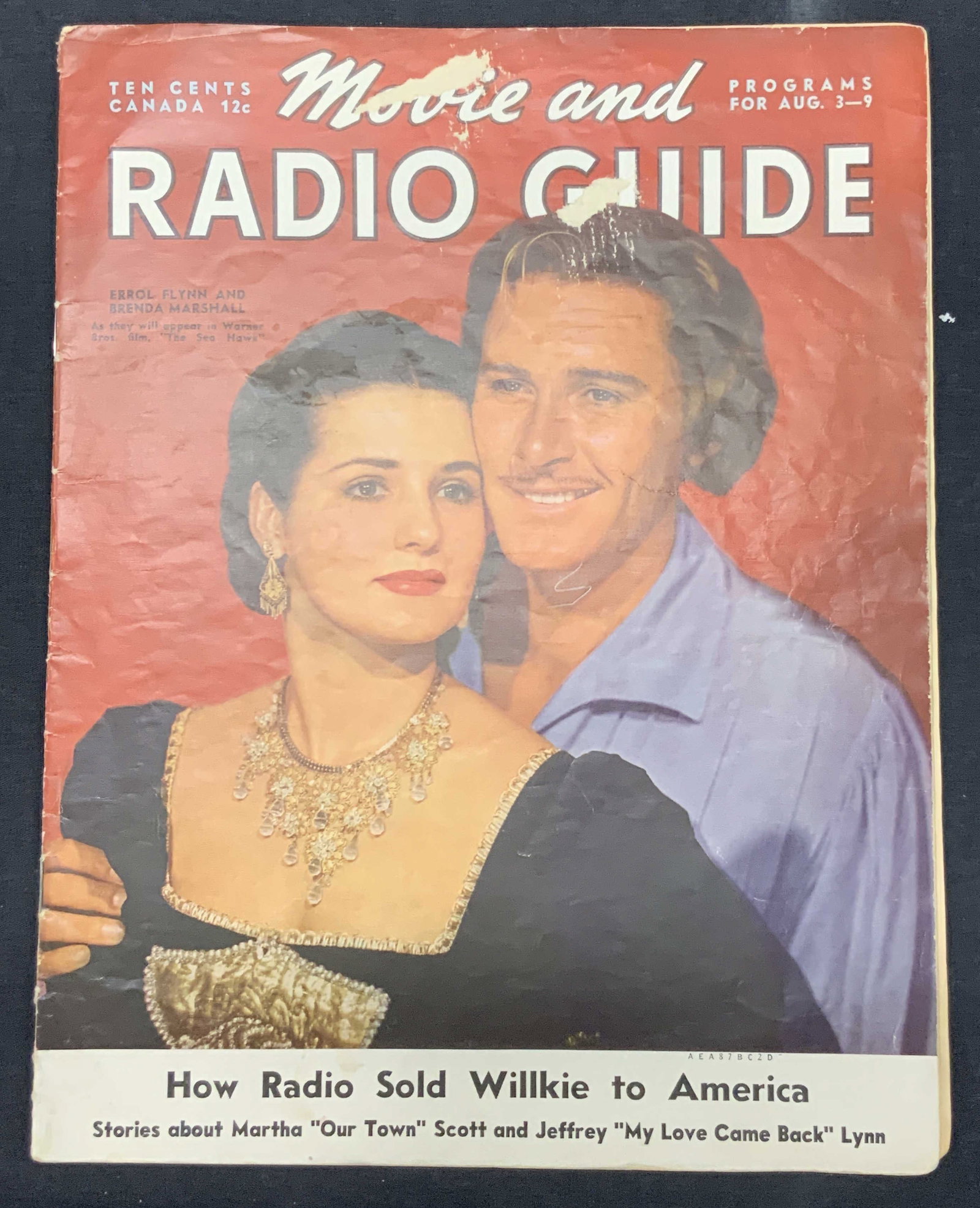 1940s Movie & Radio Guide Magazine: Vintage, movie and radio guide magazine, possibly from 1943. Complete with photos of Shirley Temple, and Judy Garland in black and white and anonymous articles. Moderate and evident wearing to paper c