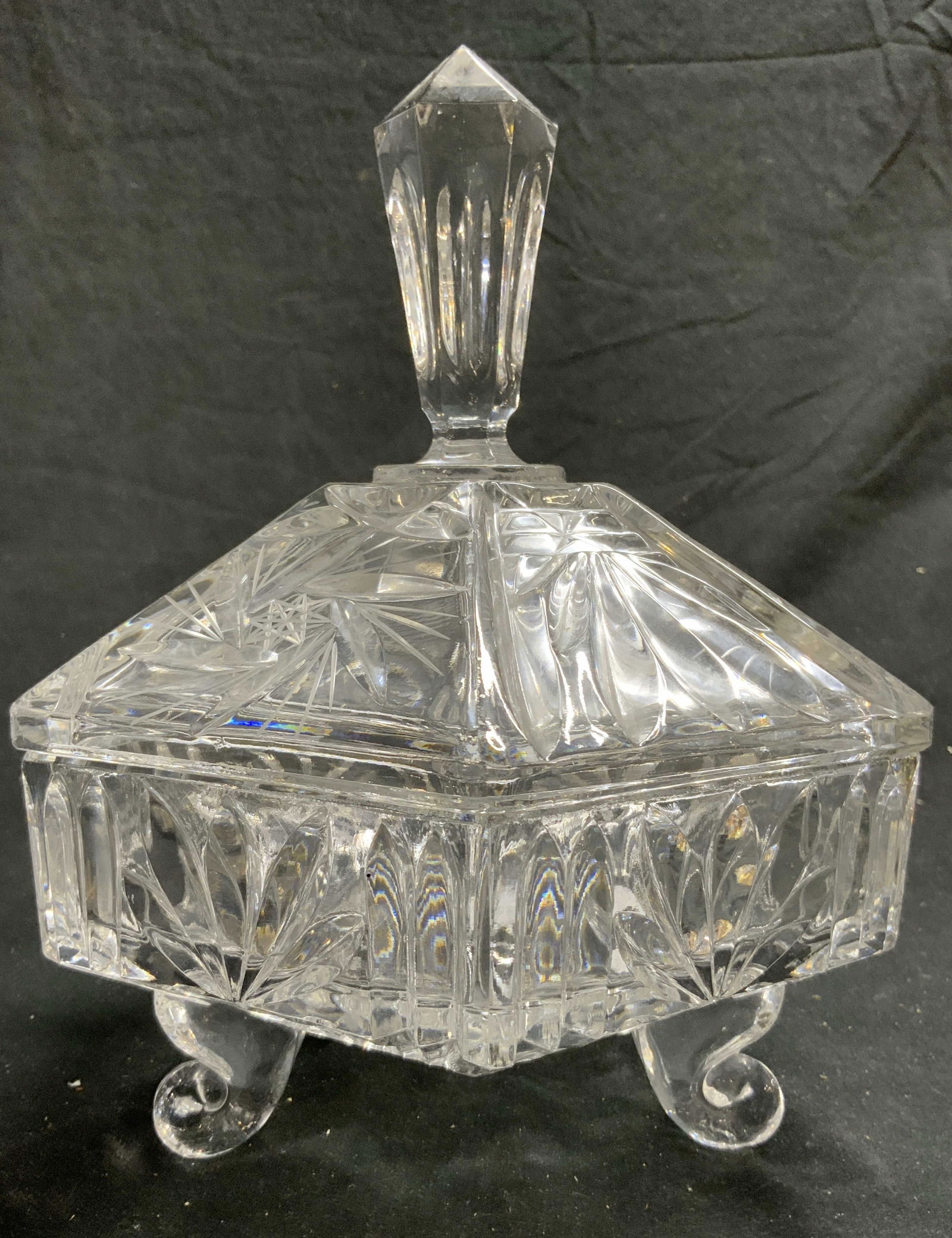 Cut Crystal Footed Vessel W Lid (1 of 7)