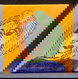 Hand Painted Ceramic Figural Lizard Tile