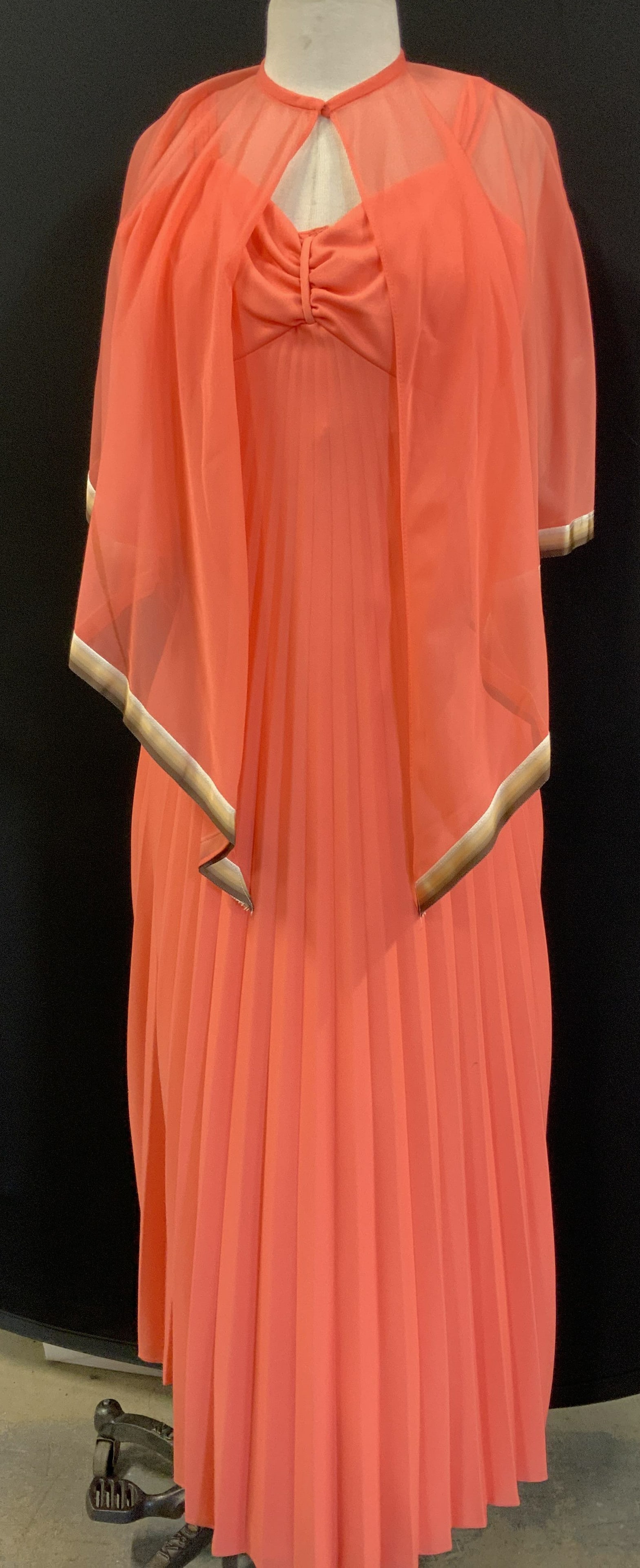 Vintage Handmade Cocktail Gown w Sheer Cape (1 of 9)