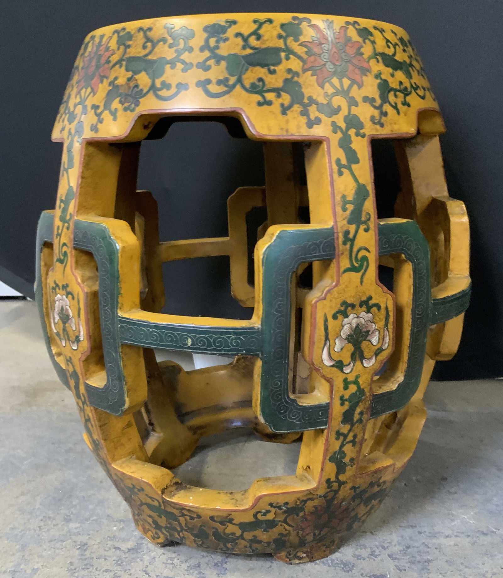 Asian Lacquered Wood Garden Stool (1 of 7)