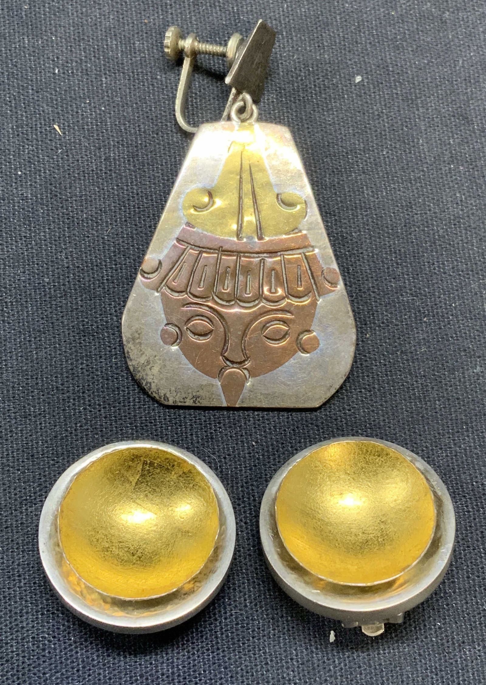 Lot 2 Signed Gilt Sterling Silver Earrings + (1 of 7)