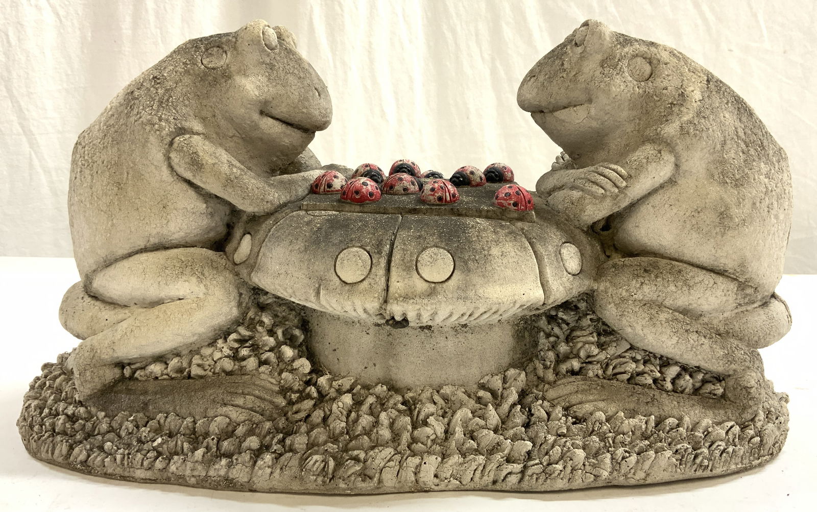 Composite Frogs Playing Checkers Garden Statuary (1 of 8)