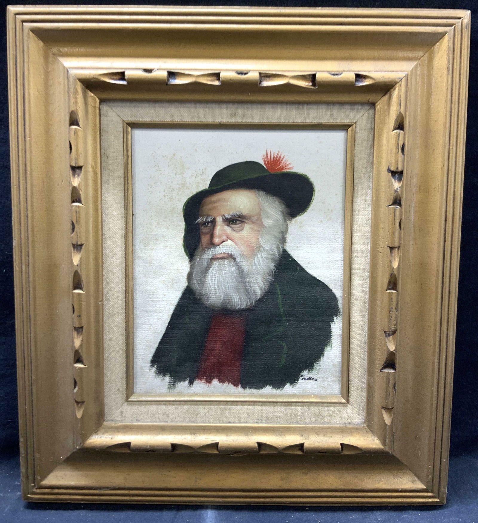 Vintage Sgd Elderly Man Portrait Oil Painting (1 of 9)