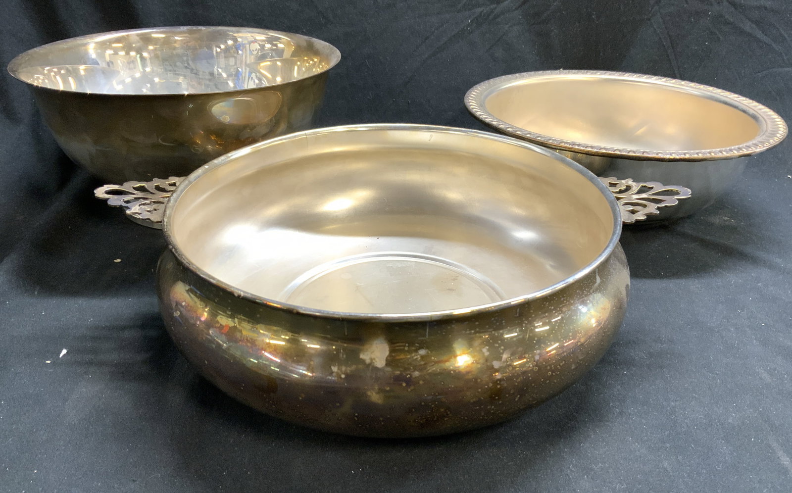Lot 3 Vintage SILVER PLATE Bowls Vessels USA+ (1 of 8)