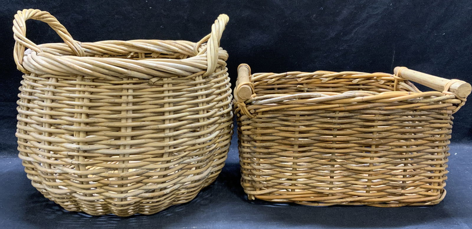 Lot 2 Vintage Woven Wicker Wood Baskets (1 of 9)